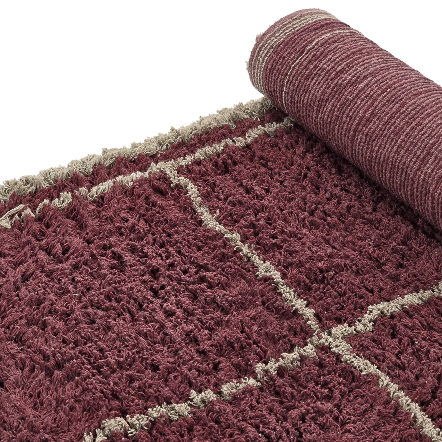 Ryijymatot - Lana Natural Cotton Shaggy (taupe/punainen)