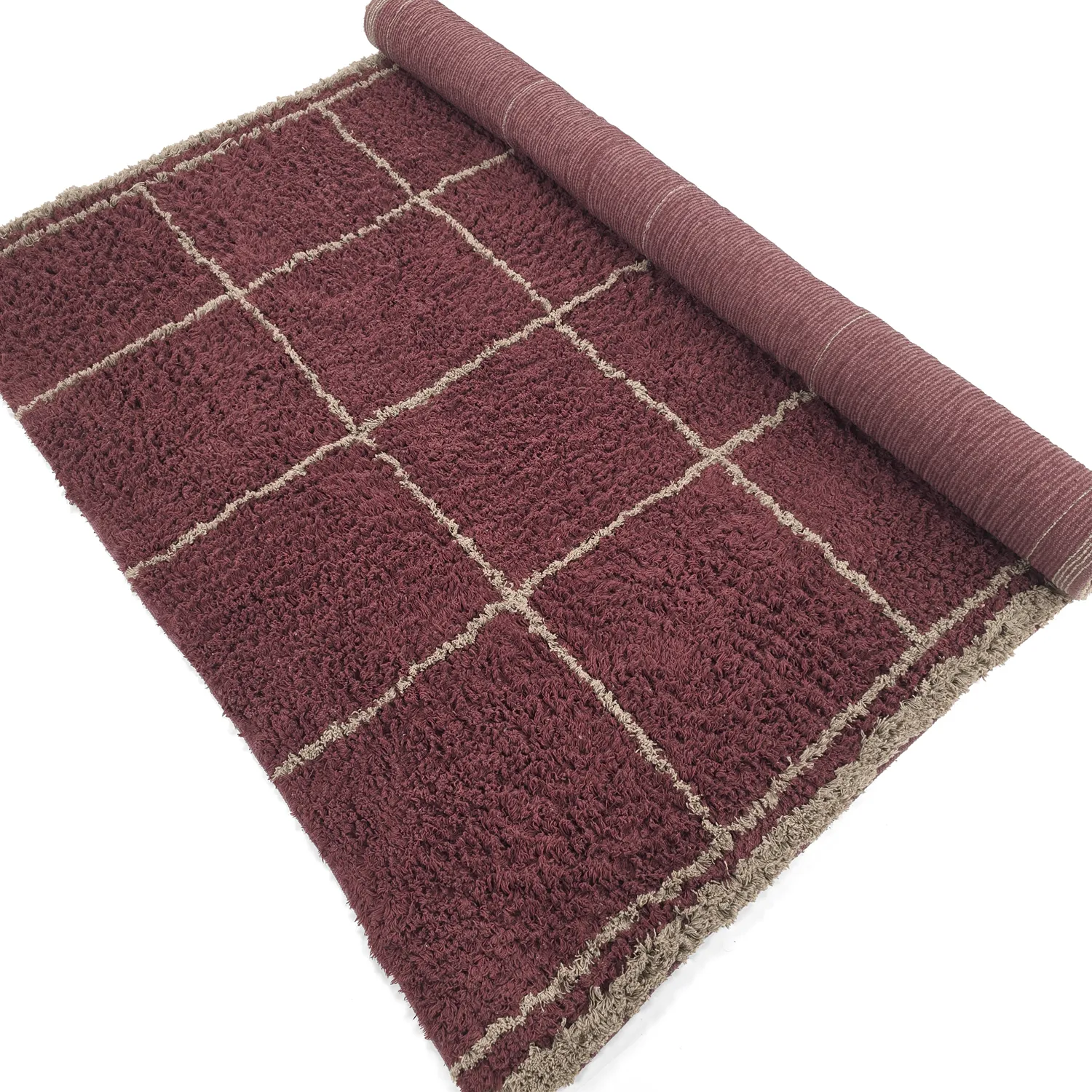 Ryijymatot - Lana Natural Cotton Shaggy (taupe/punainen)
