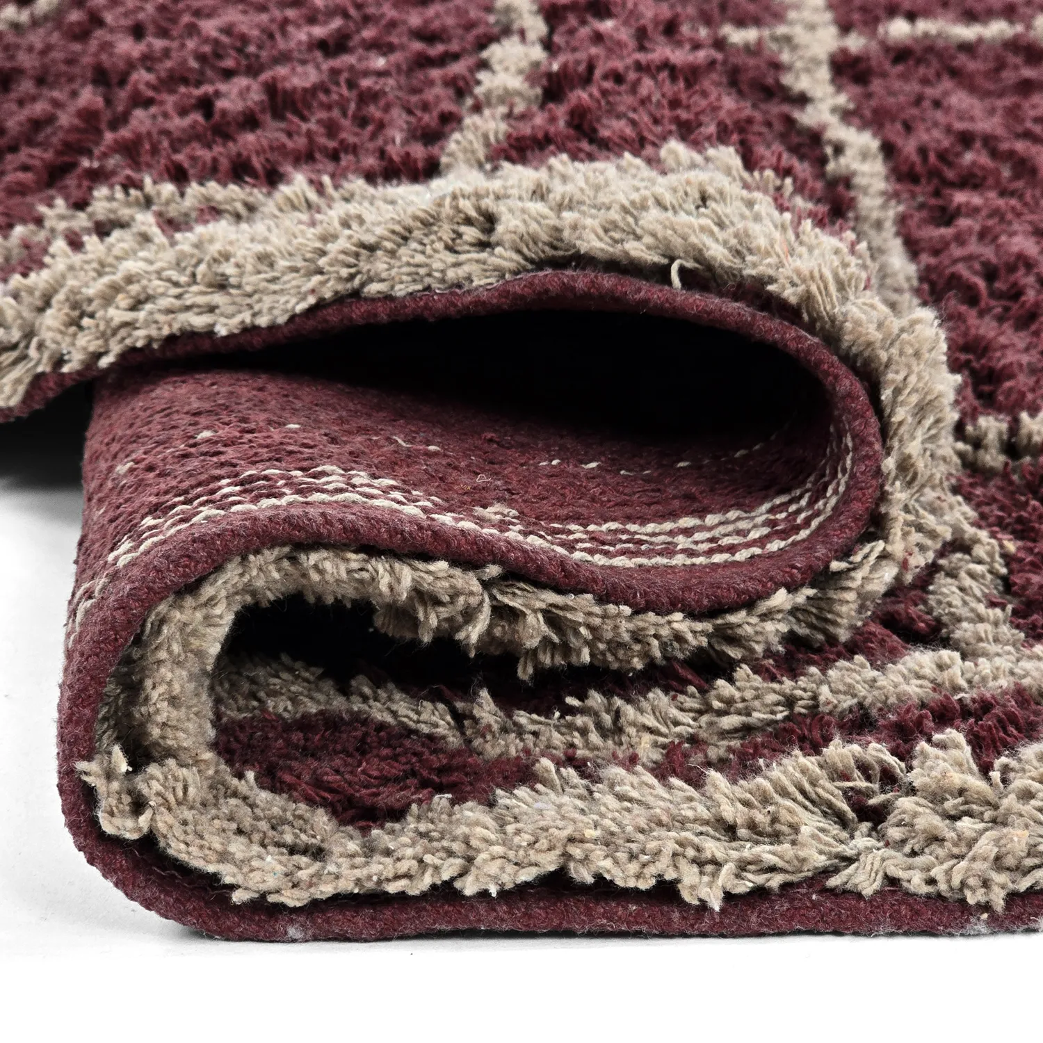 Pyöreät matot - Lana Natural Cotton Shaggy (taupe/punainen)