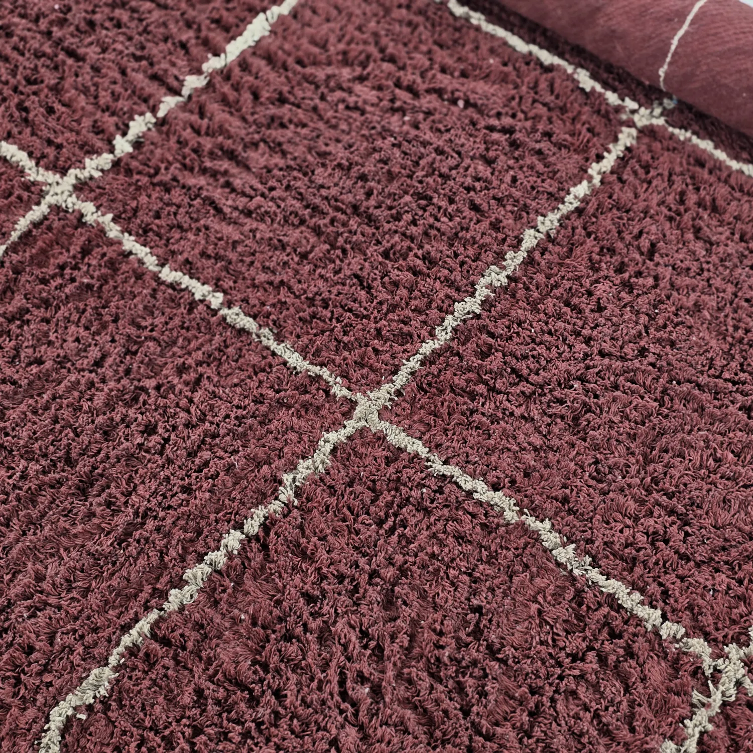 Pyöreät matot - Lana Natural Cotton Shaggy (taupe/punainen)