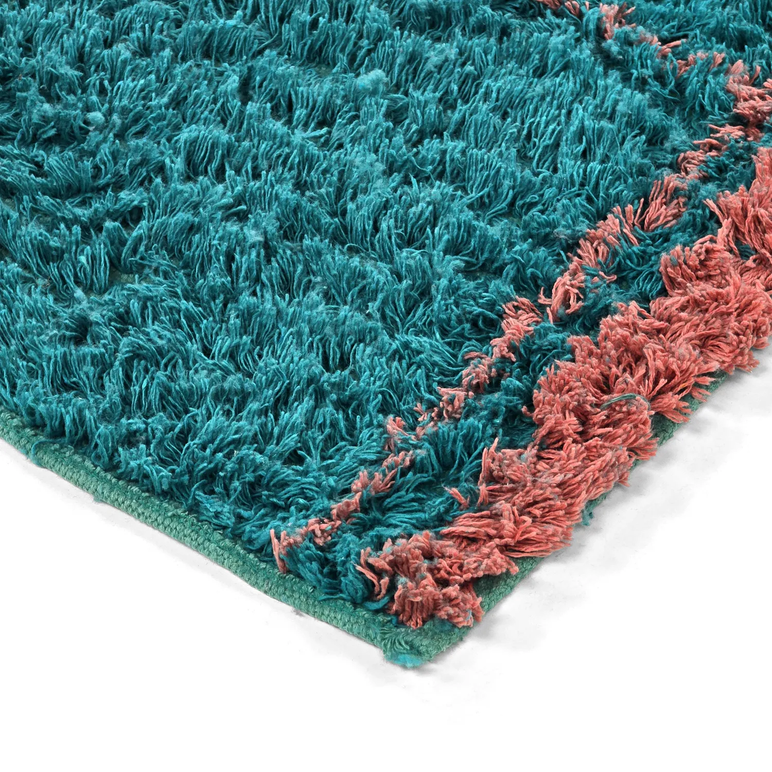 Ryijymatot - Lana Natural Cotton Shaggy (turkoosi/vaaleanpunainen)