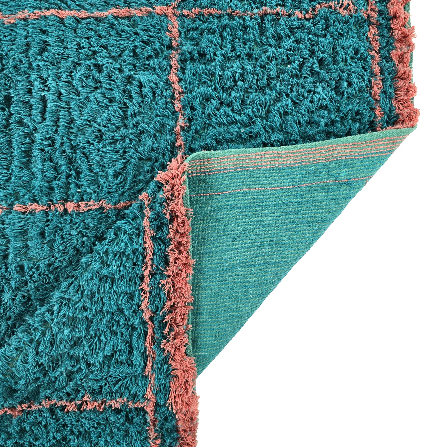 Ryijymatot - Lana Natural Cotton Shaggy (turkoosi/vaaleanpunainen)