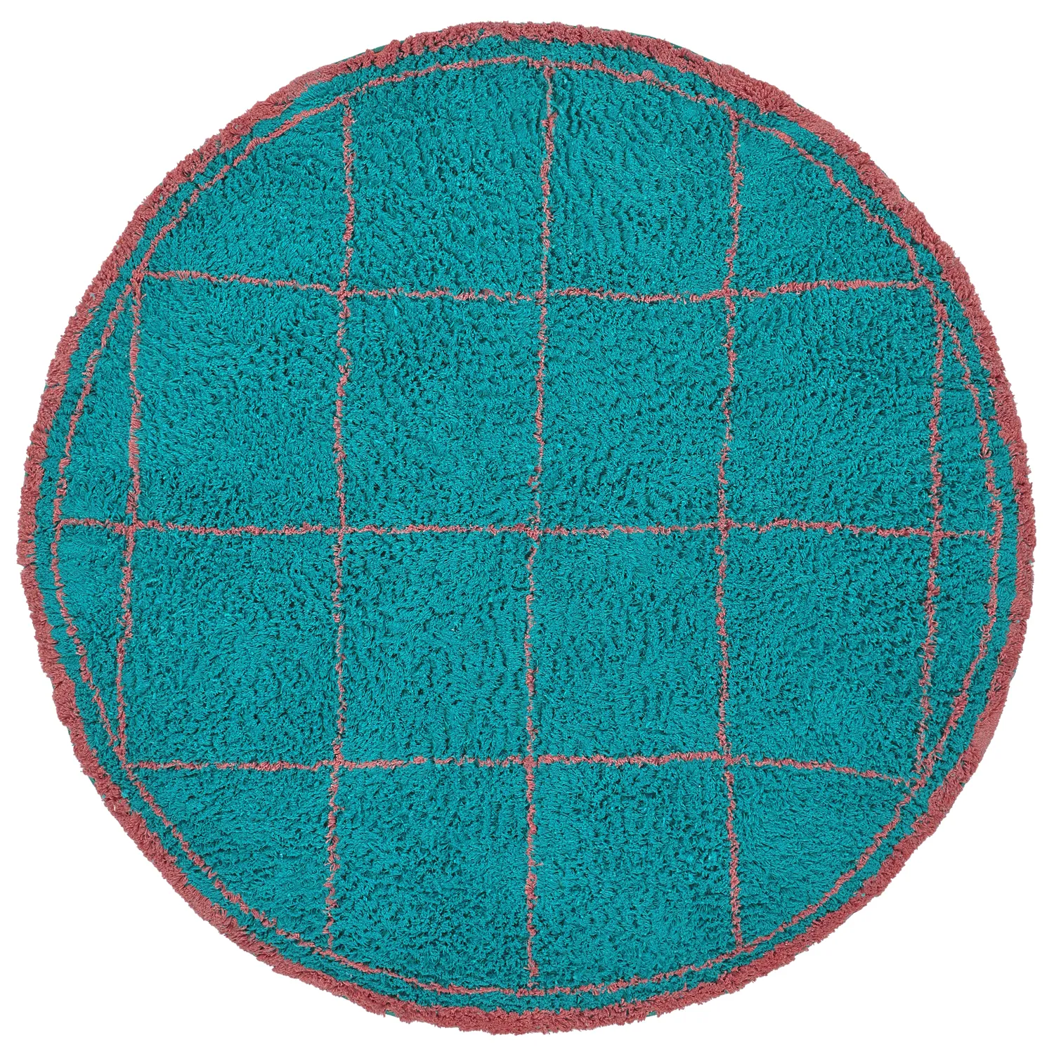 Pyöreät matot - Lana Natural Cotton Shaggy (turkoosi/vaaleanpunainen)