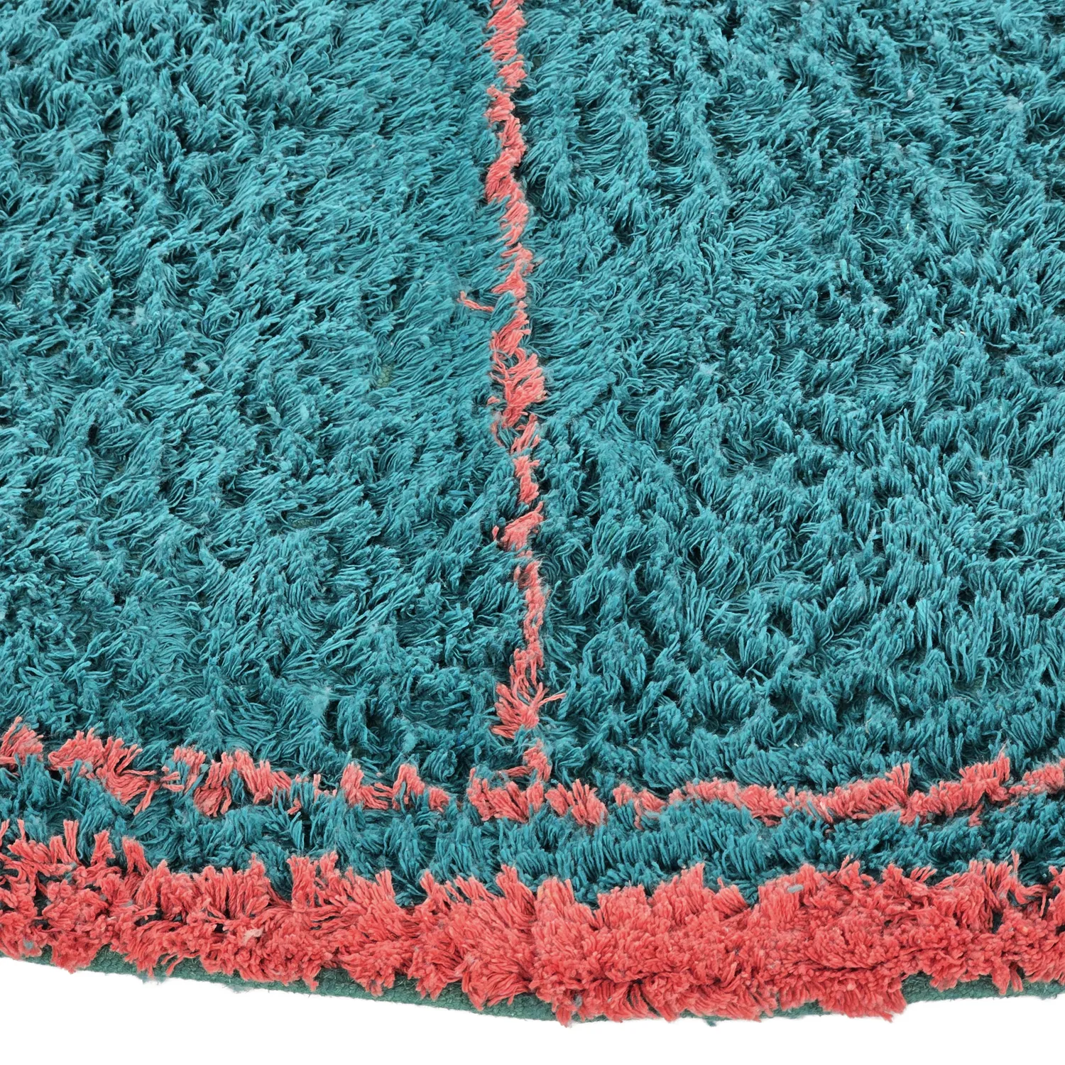 Pyöreät matot - Lana Natural Cotton Shaggy (turkoosi/vaaleanpunainen)