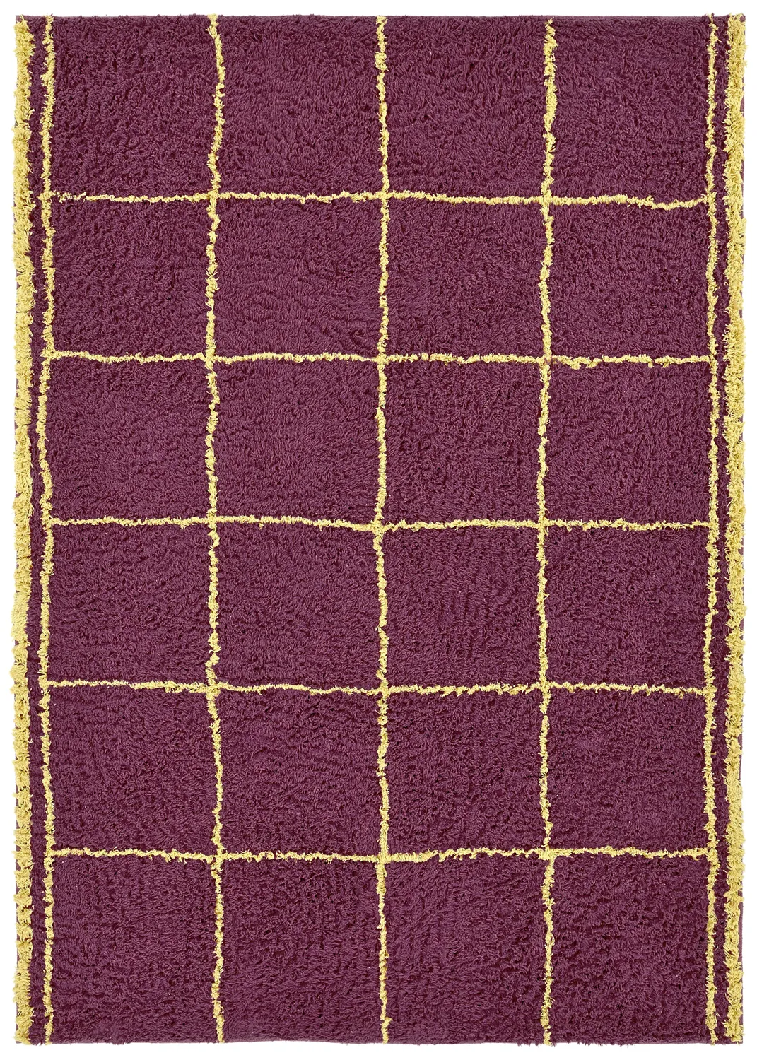 Ryijymatot - Lana Natural Cotton Shaggy (viininpunainen/keltainen)