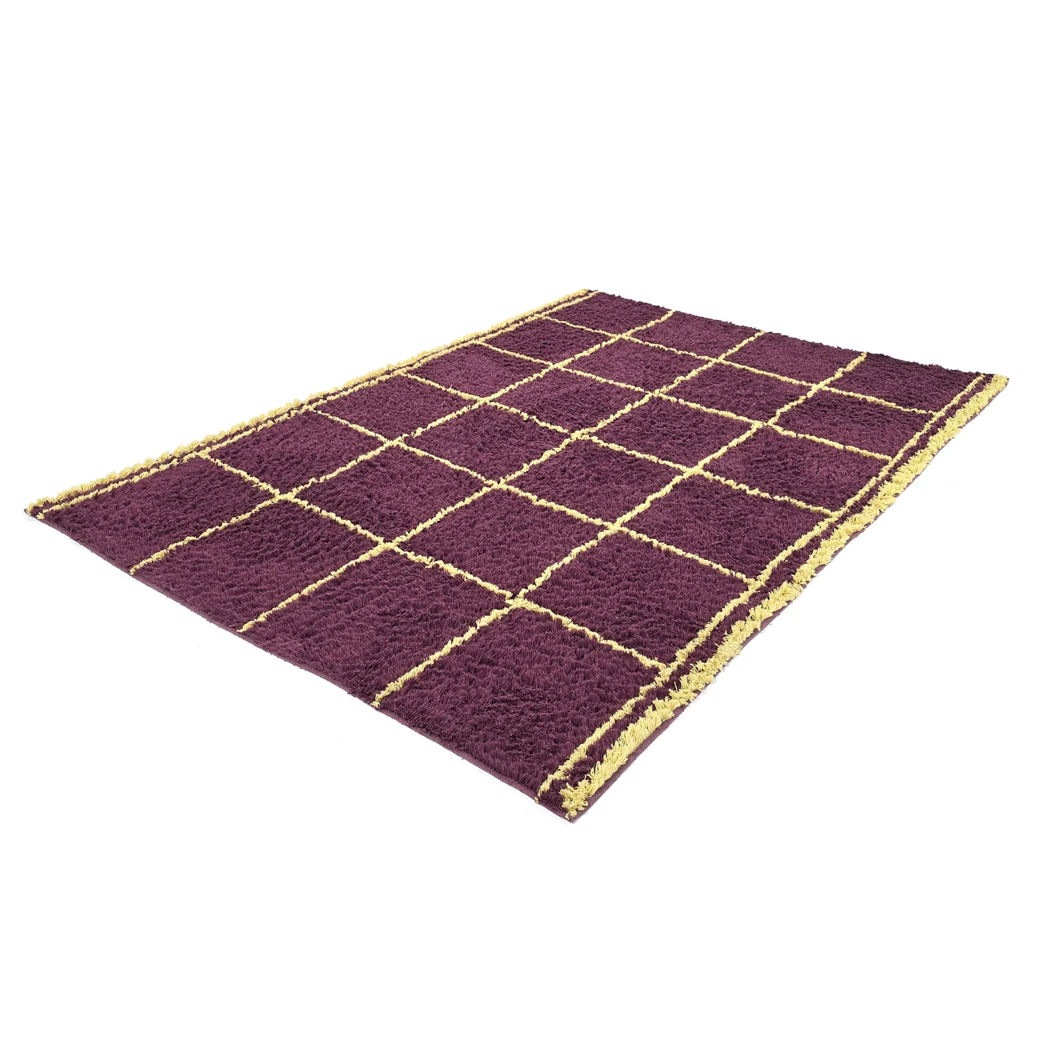 Ryijymatot - Lana Natural Cotton Shaggy (viininpunainen/keltainen)