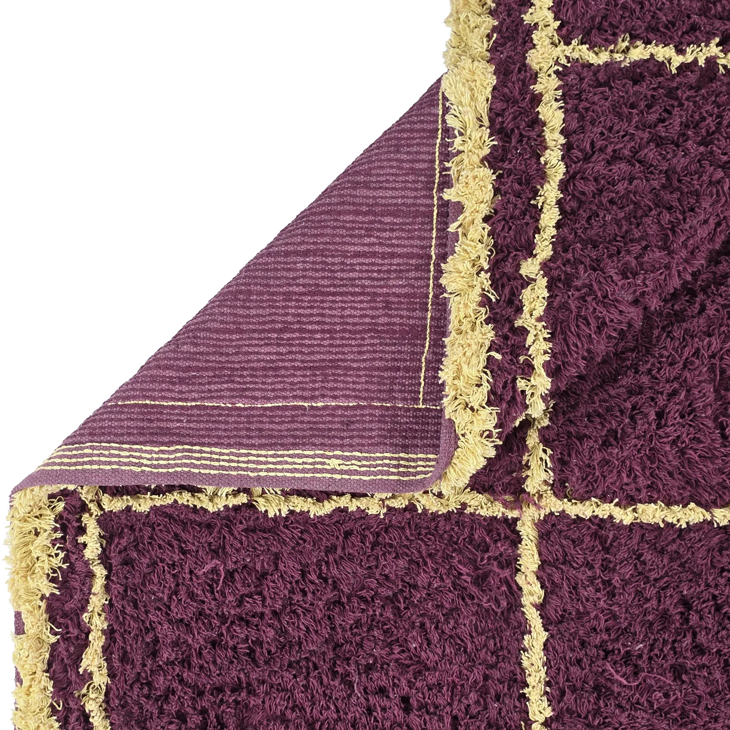 Ryijymatot - Lana Natural Cotton Shaggy (viininpunainen/keltainen)