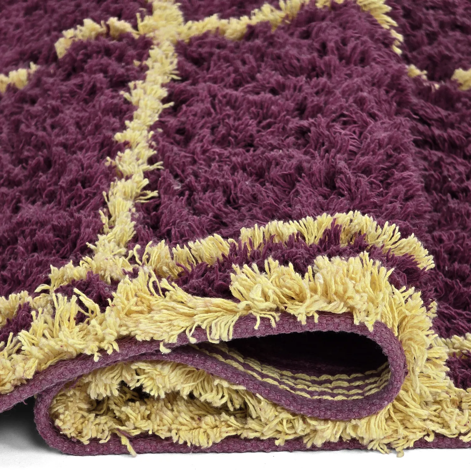 Ryijymatot - Lana Natural Cotton Shaggy (viininpunainen/keltainen)