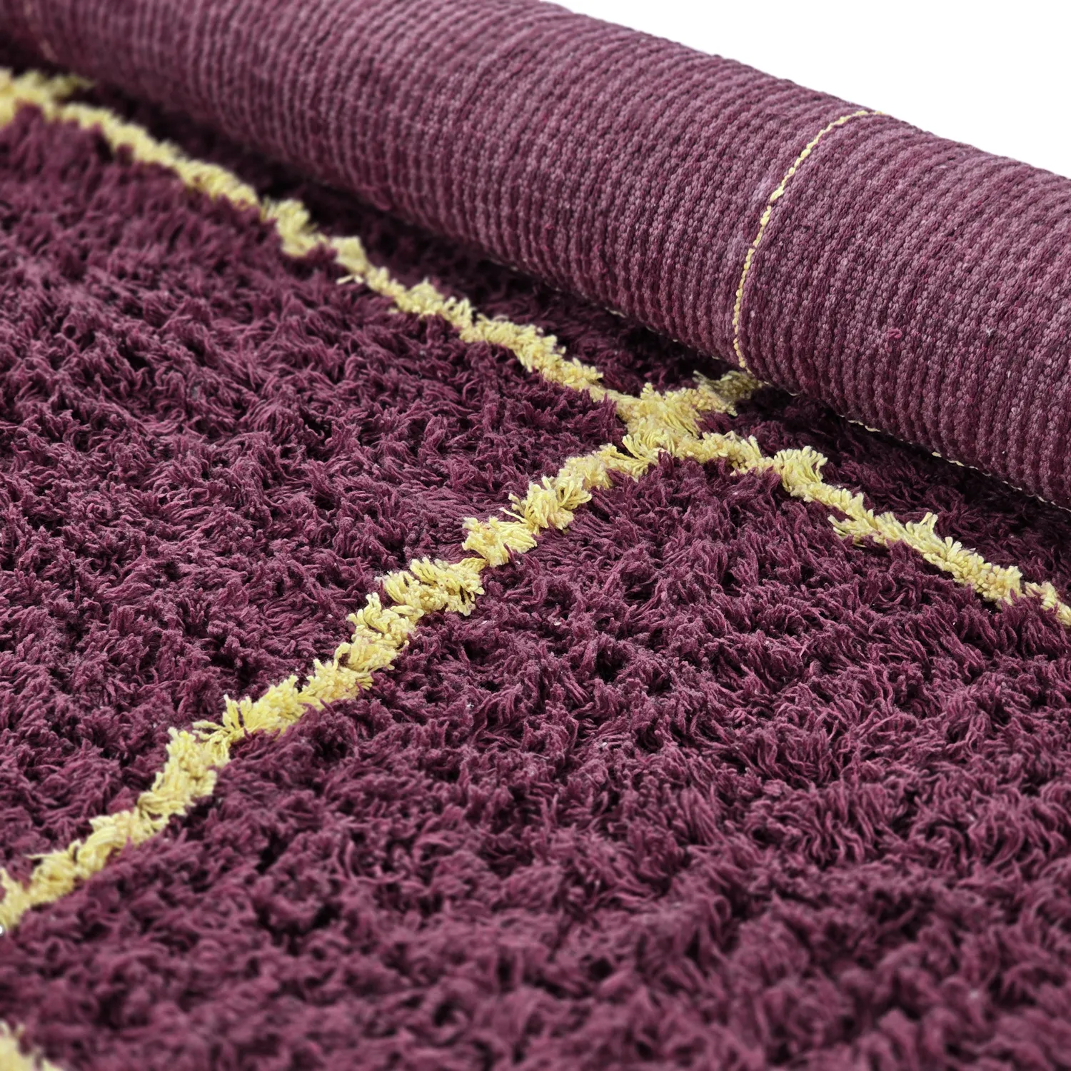 Ryijymatot - Lana Natural Cotton Shaggy (viininpunainen/keltainen)
