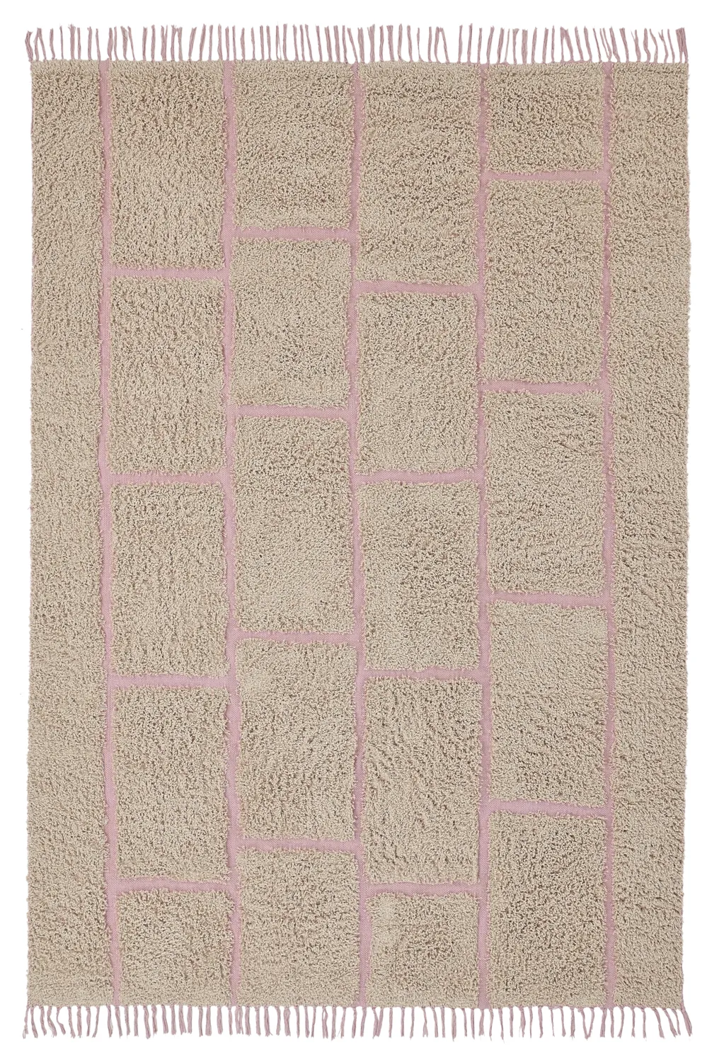Ryijymatot - Lindley Natural Cotton Shaggy (beige/pinkki)
