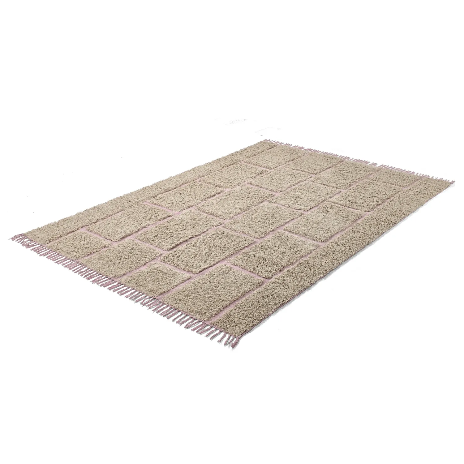 Ryijymatot - Lindley Natural Cotton Shaggy (beige/pinkki)