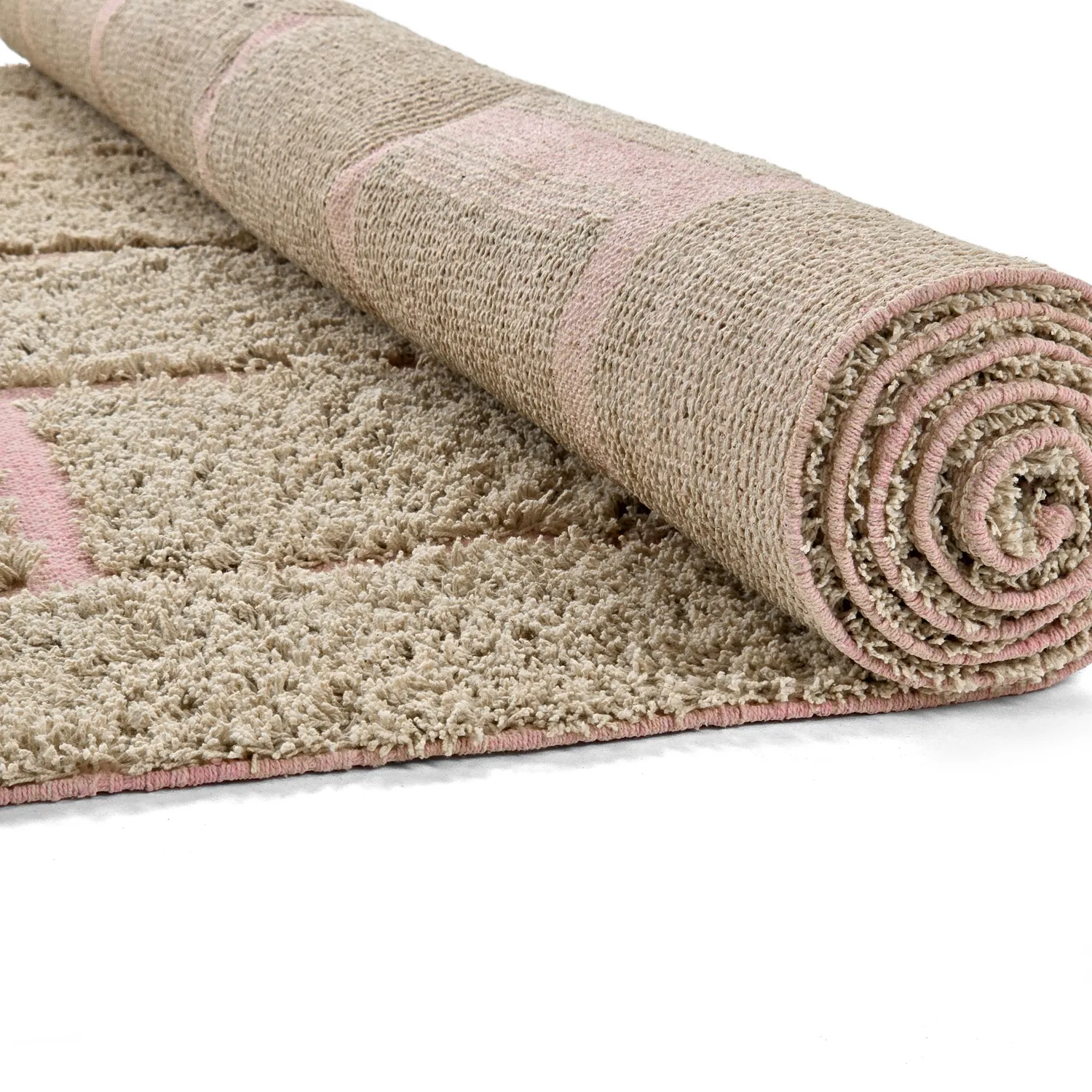 Ryijymatot - Lindley Natural Cotton Shaggy (beige/pinkki)