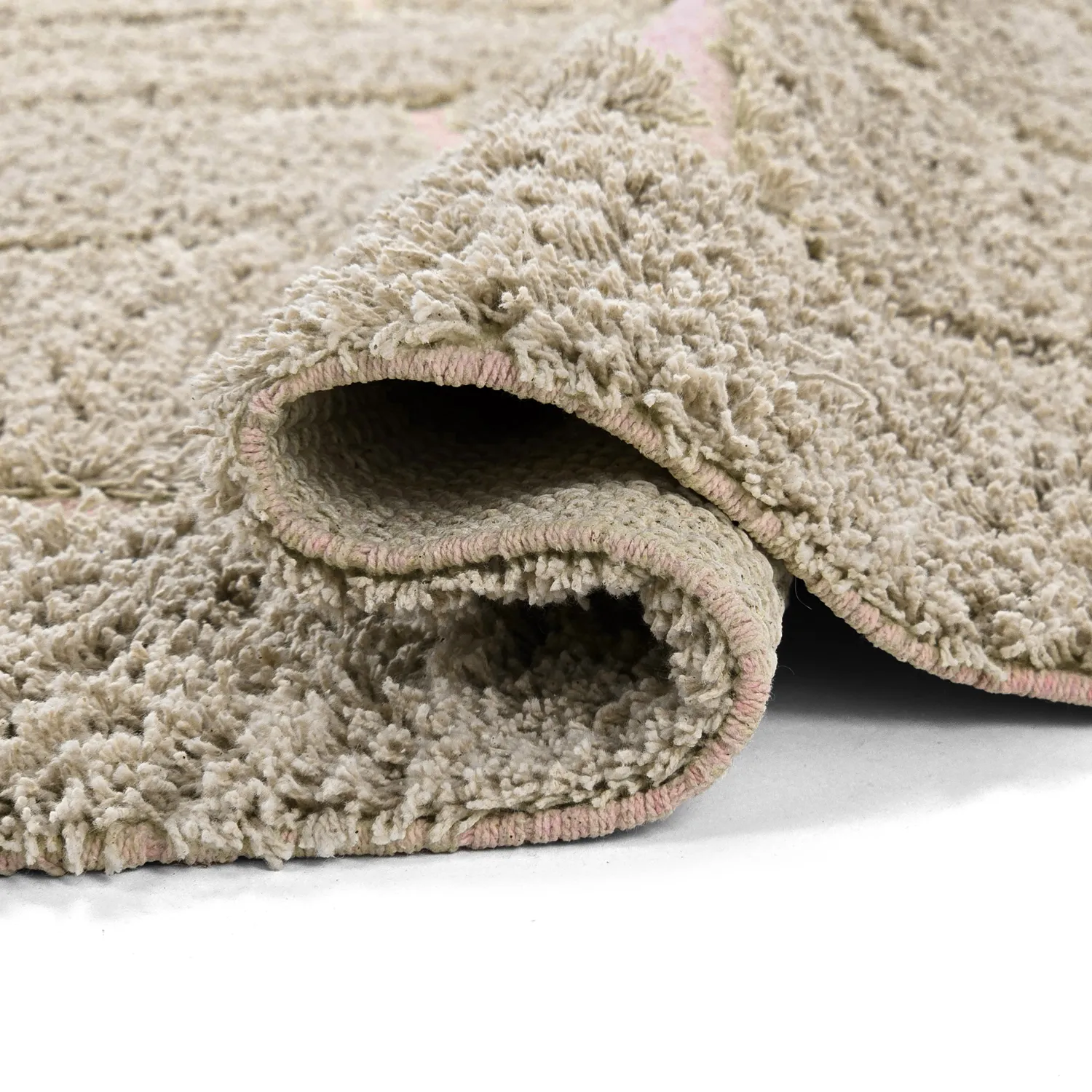 Ryijymatot - Lindley Natural Cotton Shaggy (beige/pinkki)