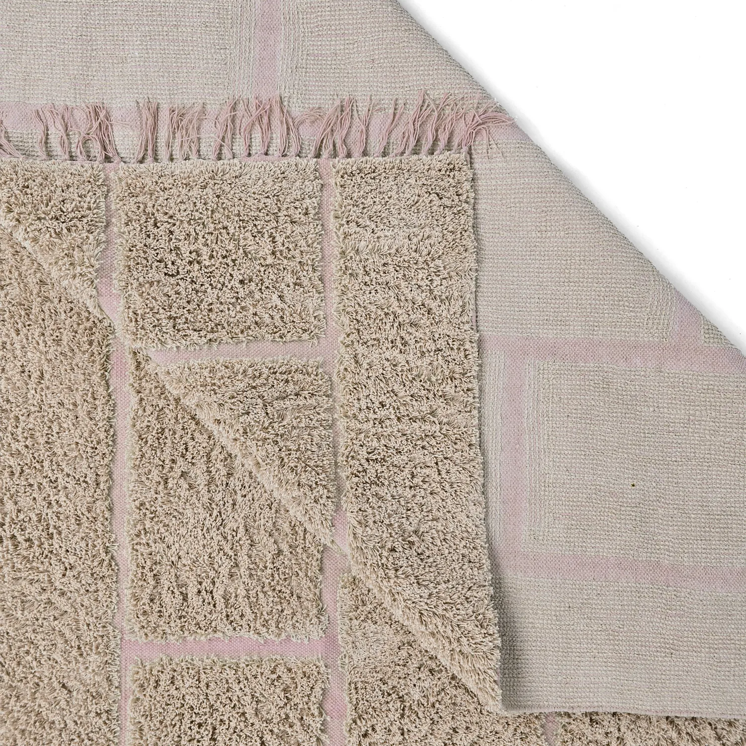 Ryijymatot - Lindley Natural Cotton Shaggy (beige/pinkki)