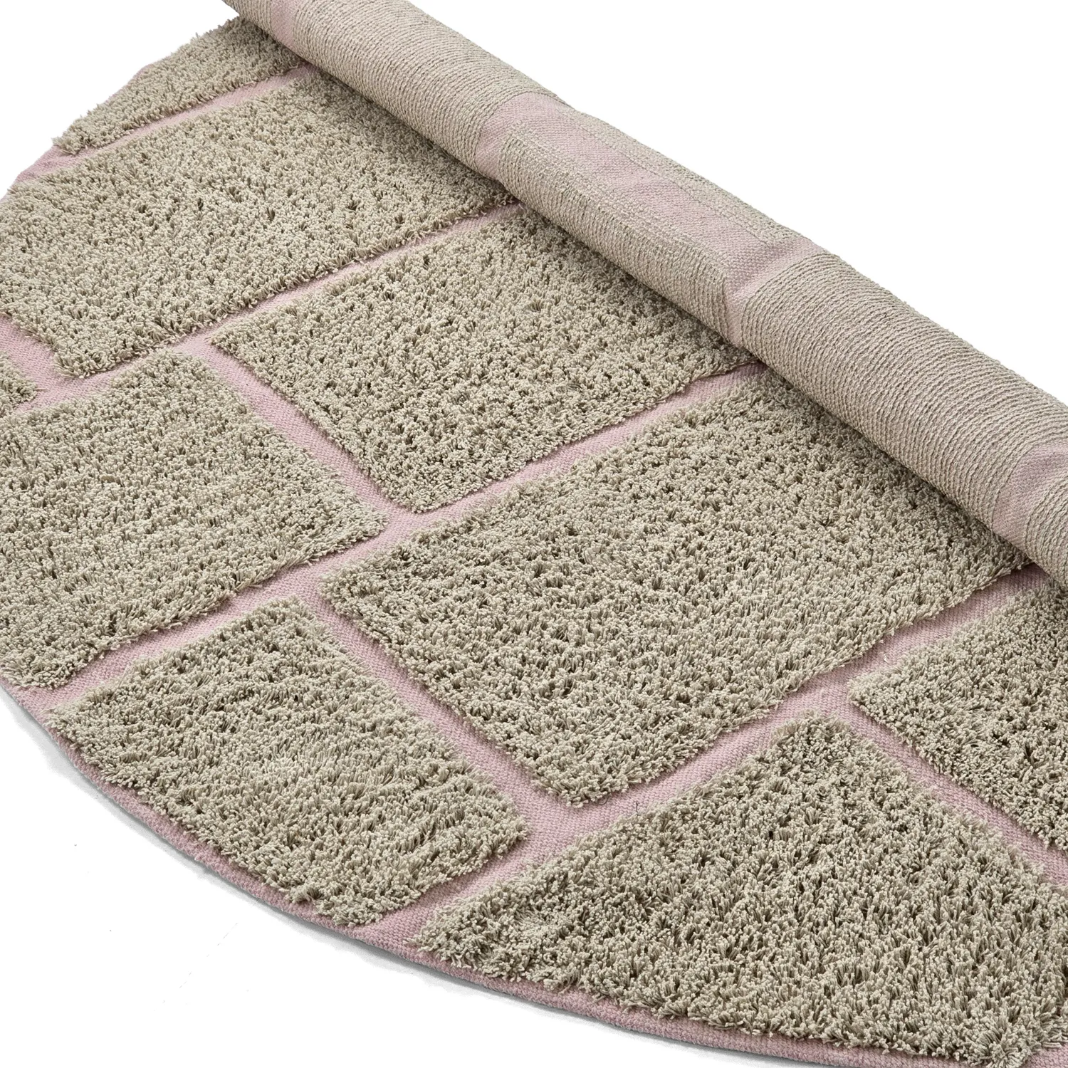 Pyöreä matot - Lindley Natural Cotton Shaggy (beige/pinkki)