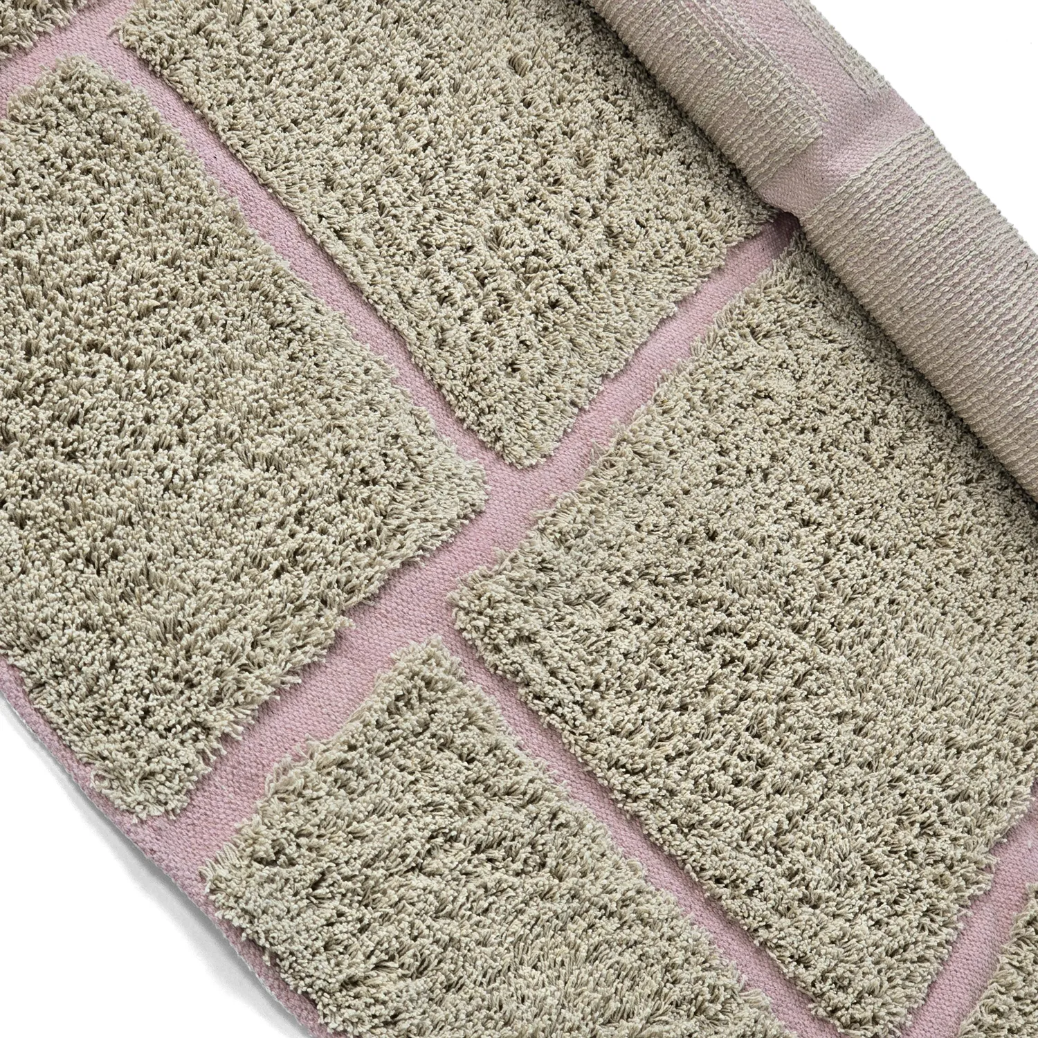 Pyöreä matot - Lindley Natural Cotton Shaggy (beige/pinkki)