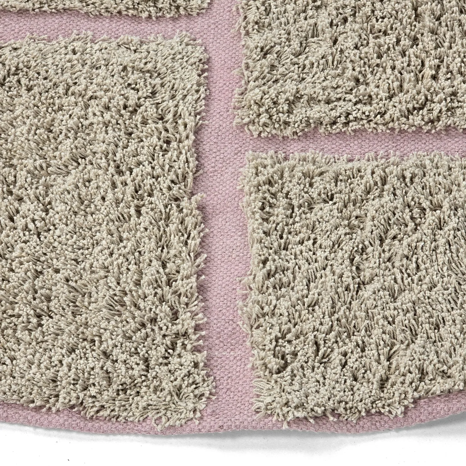 Pyöreä matot - Lindley Natural Cotton Shaggy (beige/pinkki)