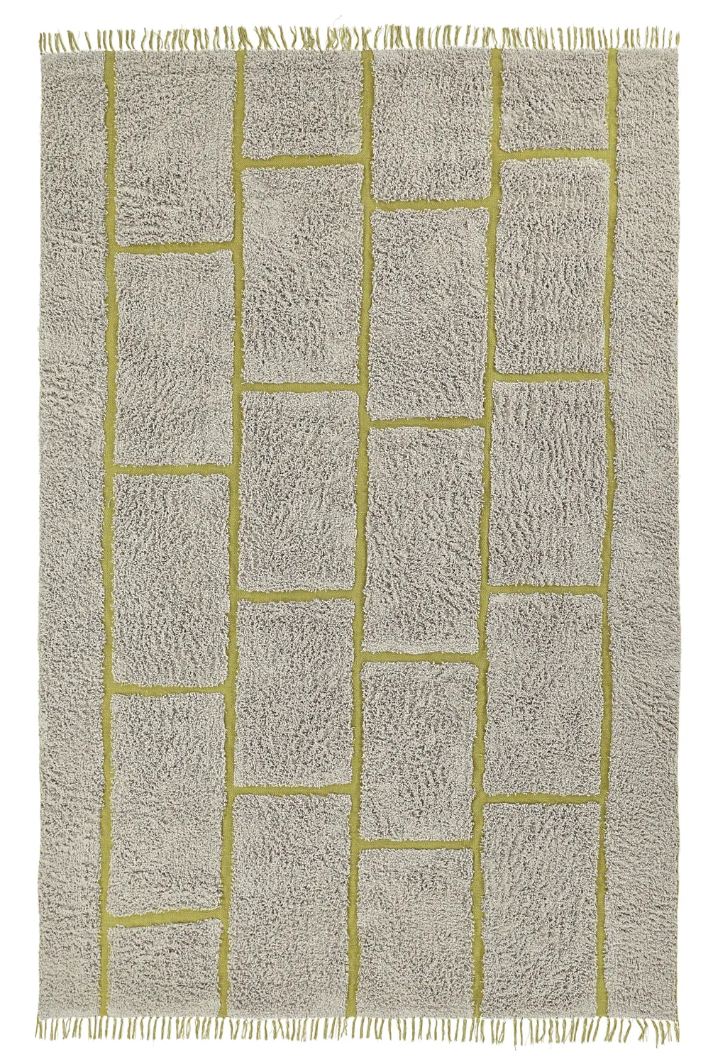 Ryijymatot - Lindley Natural Cotton Shaggy (greige/vihreä)