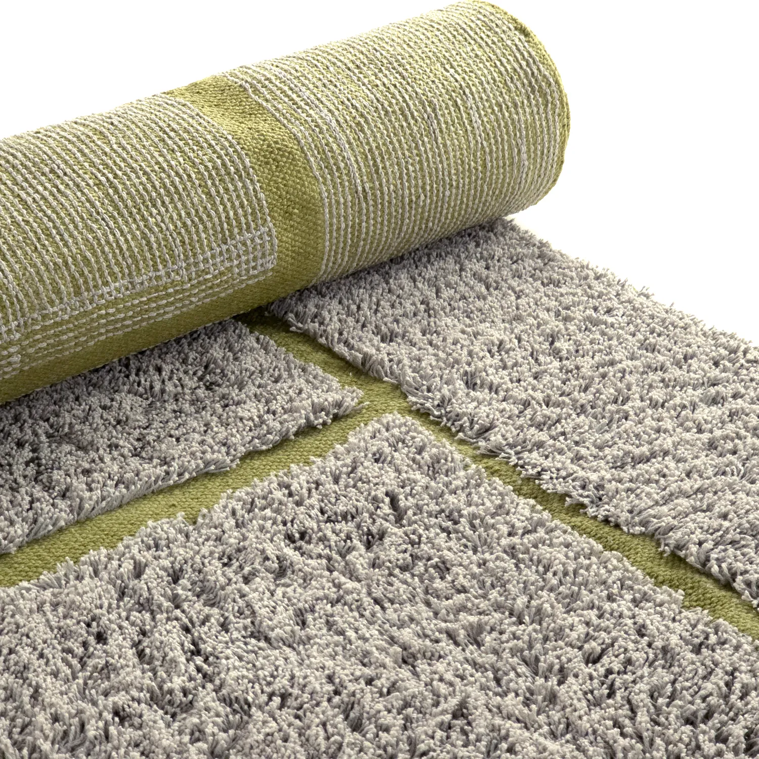 Ryijymatot - Lindley Natural Cotton Shaggy (greige/vihreä)
