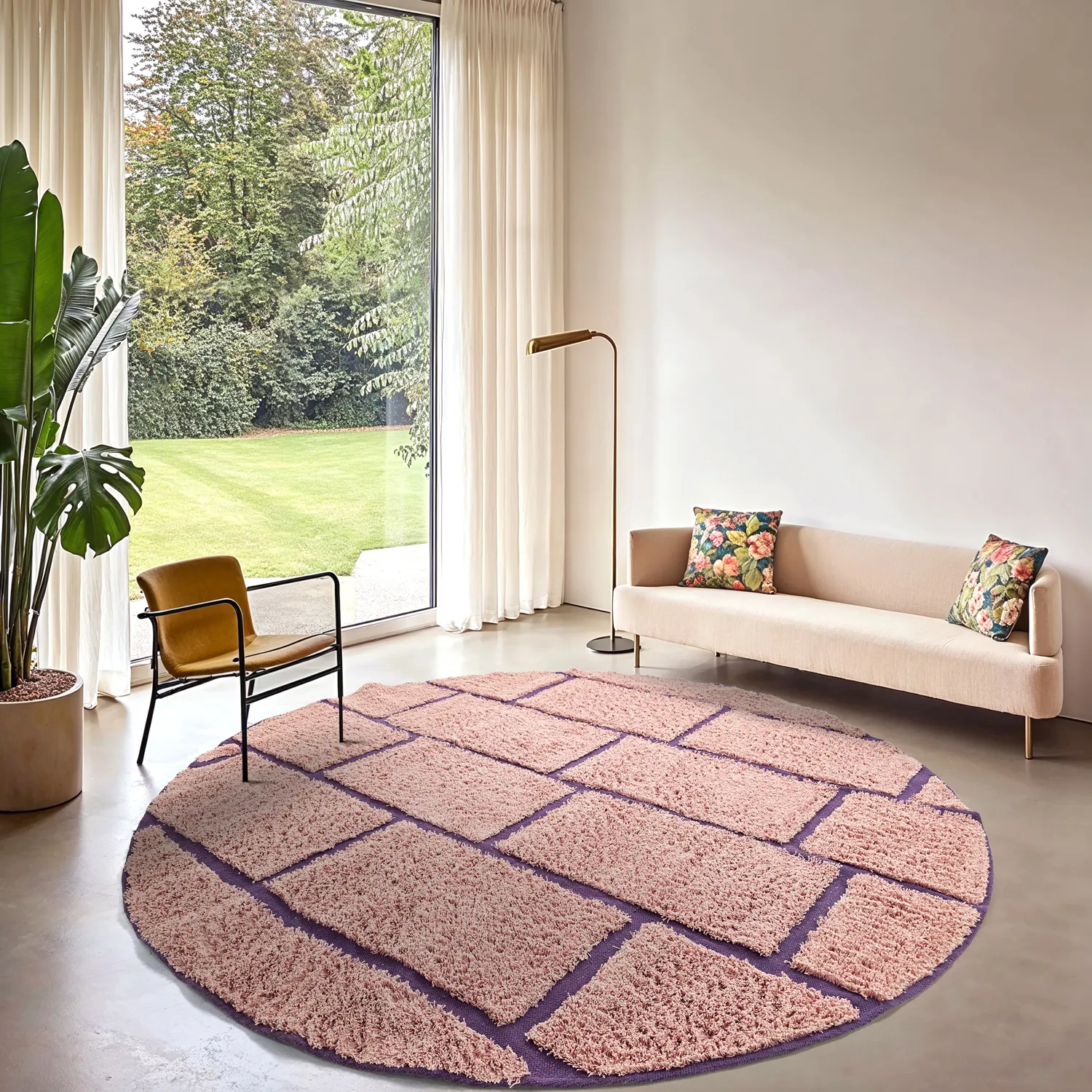 Pyöreä matot - Lindley Natural Cotton Shaggy (pinkki/violetti)