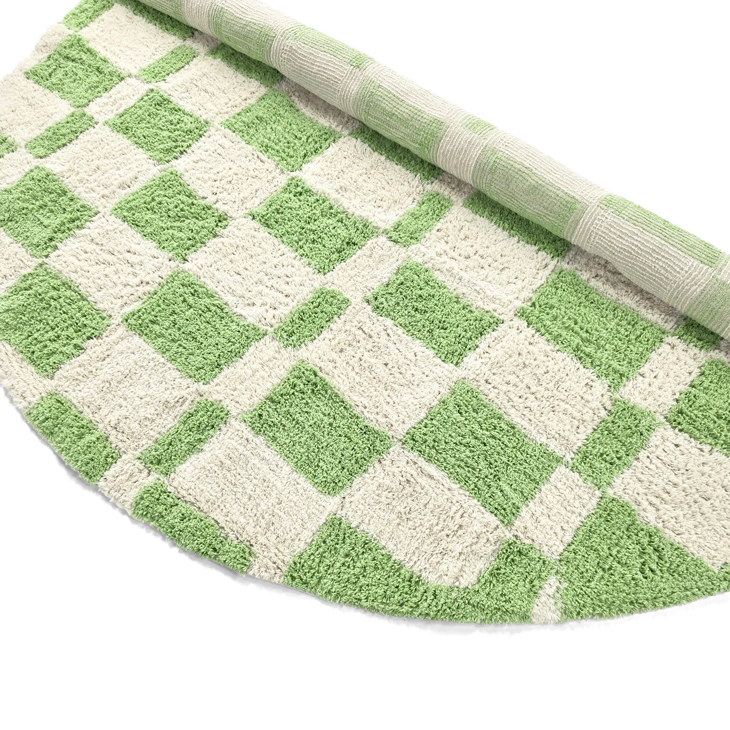 Pyöreät matot - Maranello Natural Cotton Shaggy (vihreä)