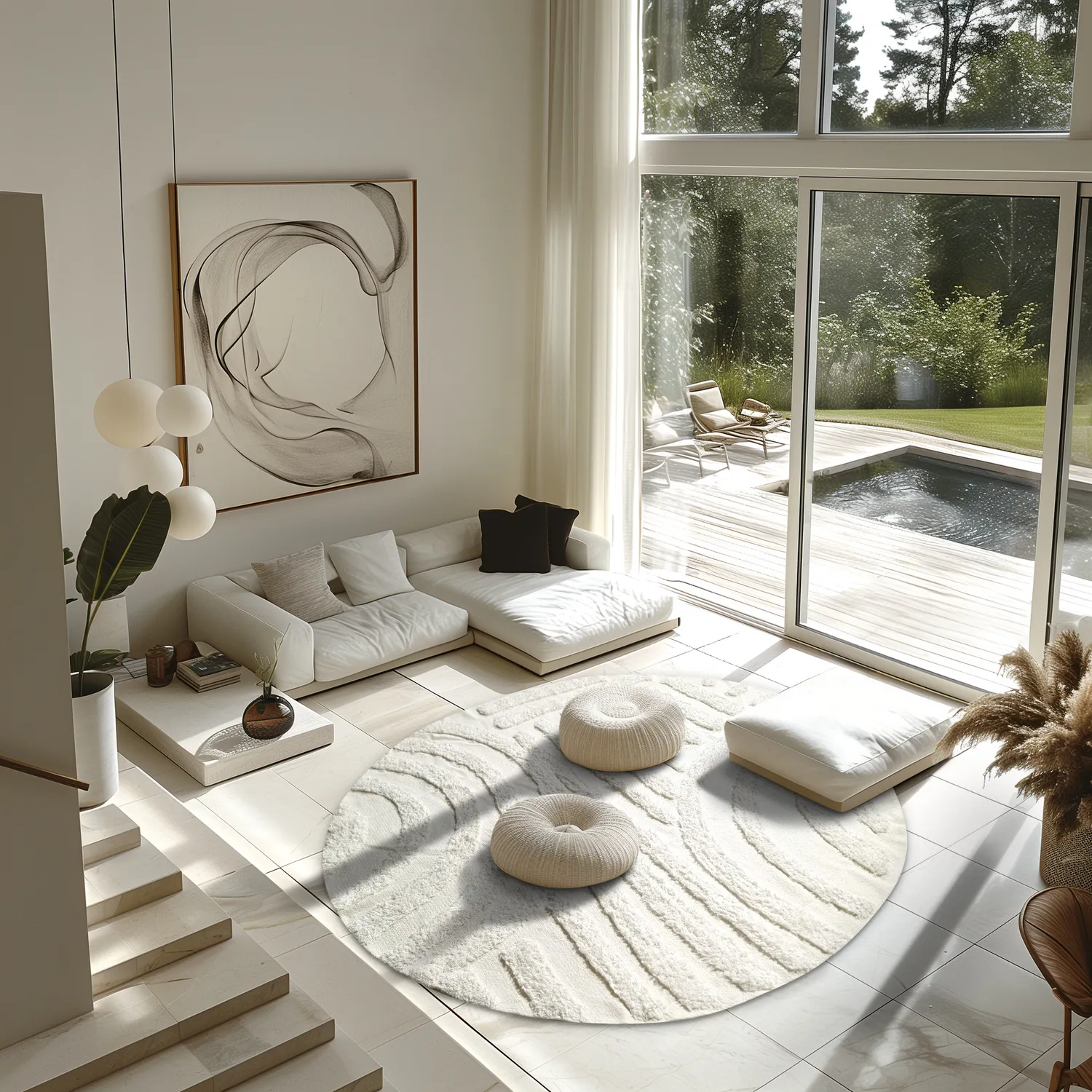 Pyöreä matot - Margo Natural Cotton Shaggy (offwhite)