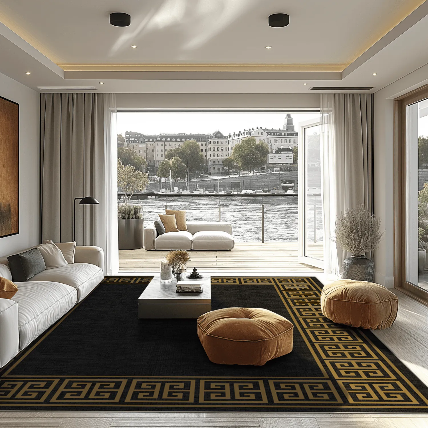 Wilton-matto - Myra (musta/kulta)