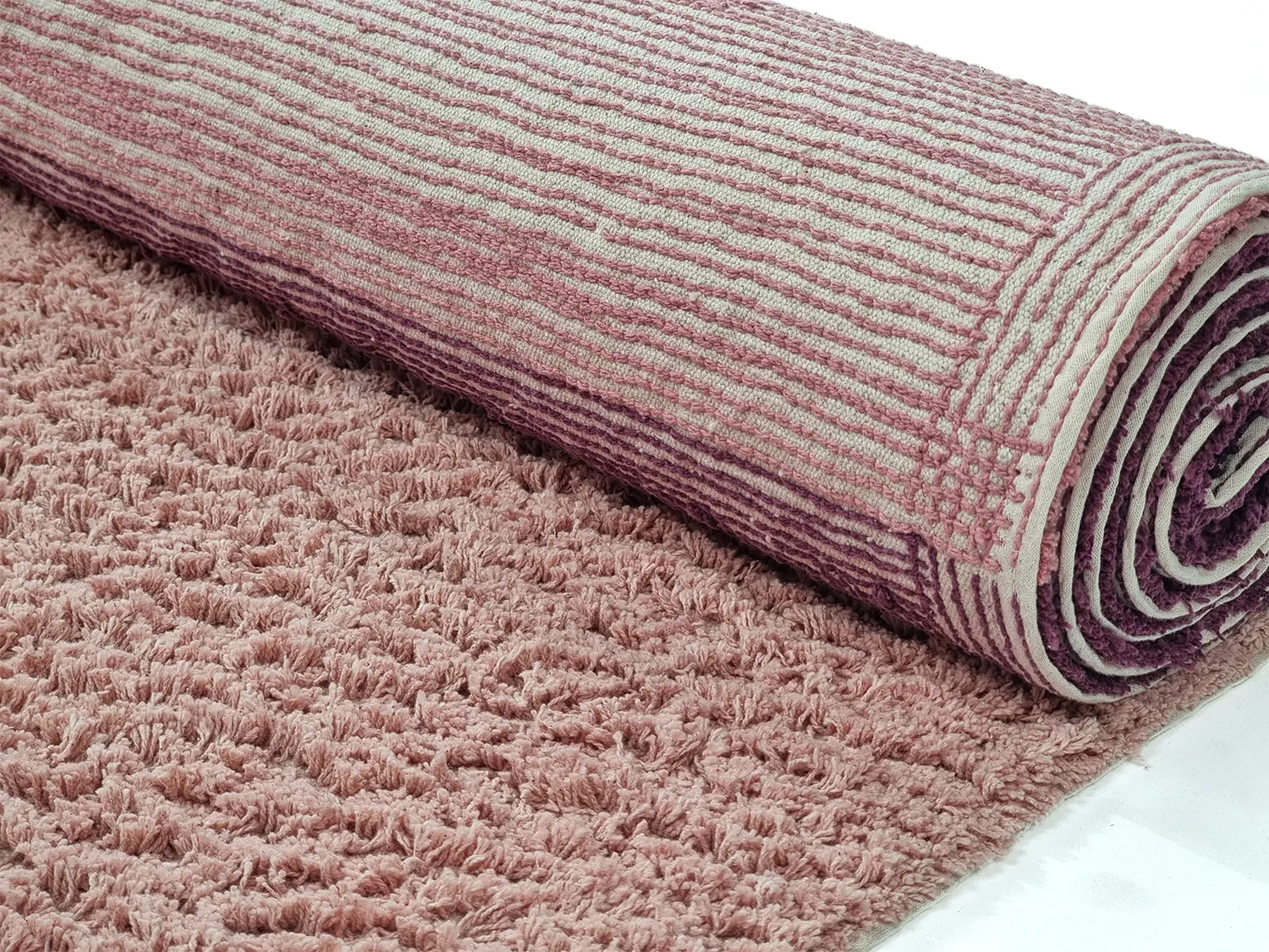 Ryijymatot - Pione Natural Cotton Shaggy (vaaleanpunainen)
