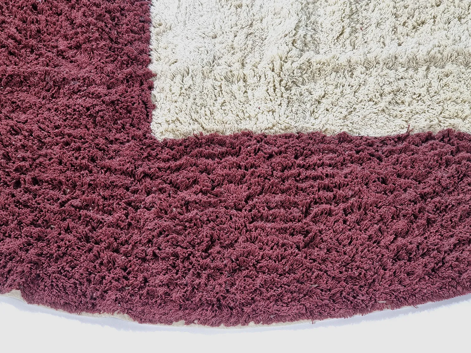 Pyöreä matot - Ricco Natural Cotton Shaggy (offwhite/viininpunainen)