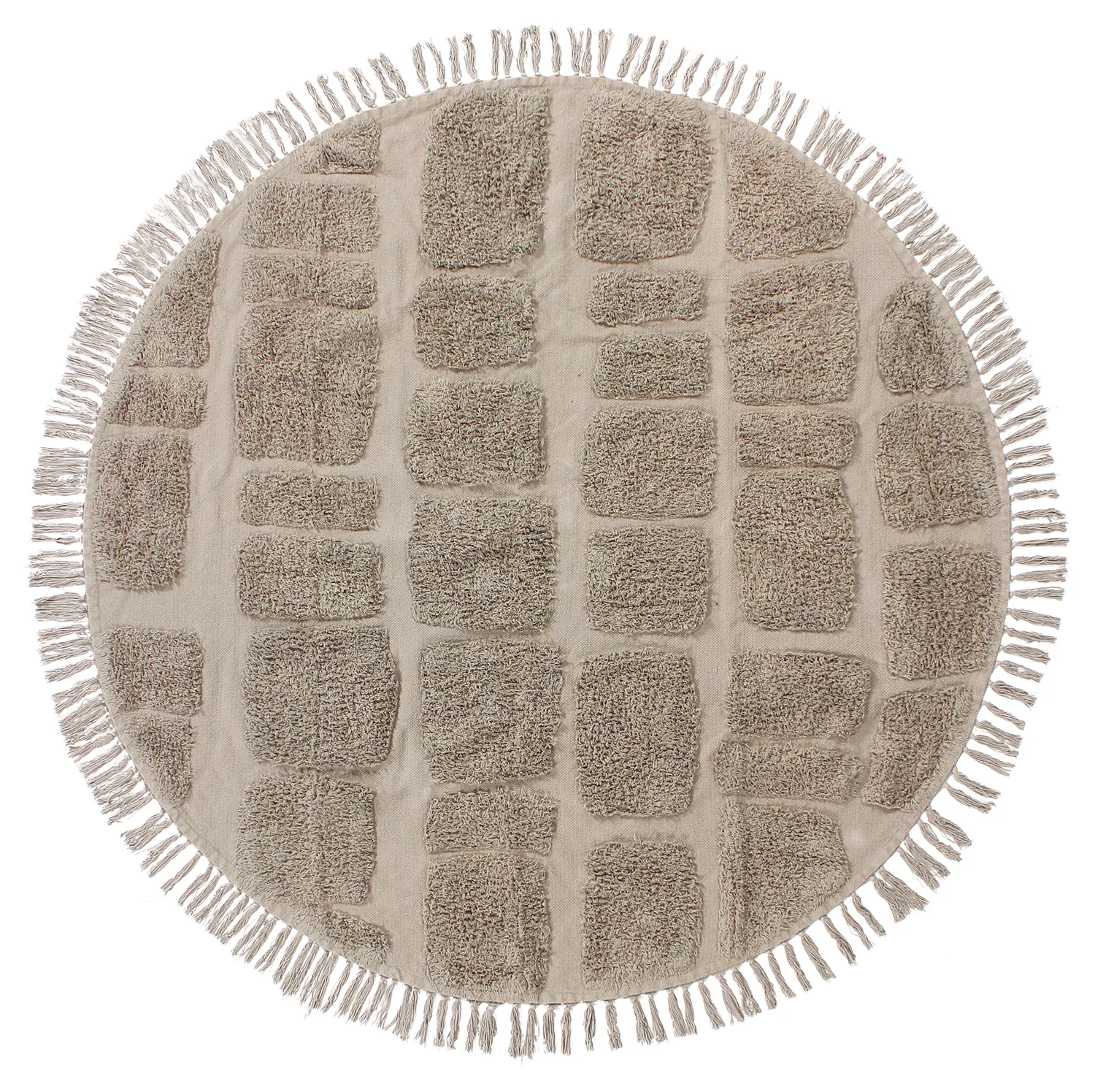 Pyöreä matot - Salem Natural Cotton Shaggy (taupe)
