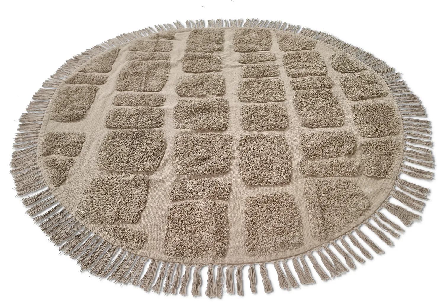 Pyöreä matot - Salem Natural Cotton Shaggy (taupe)