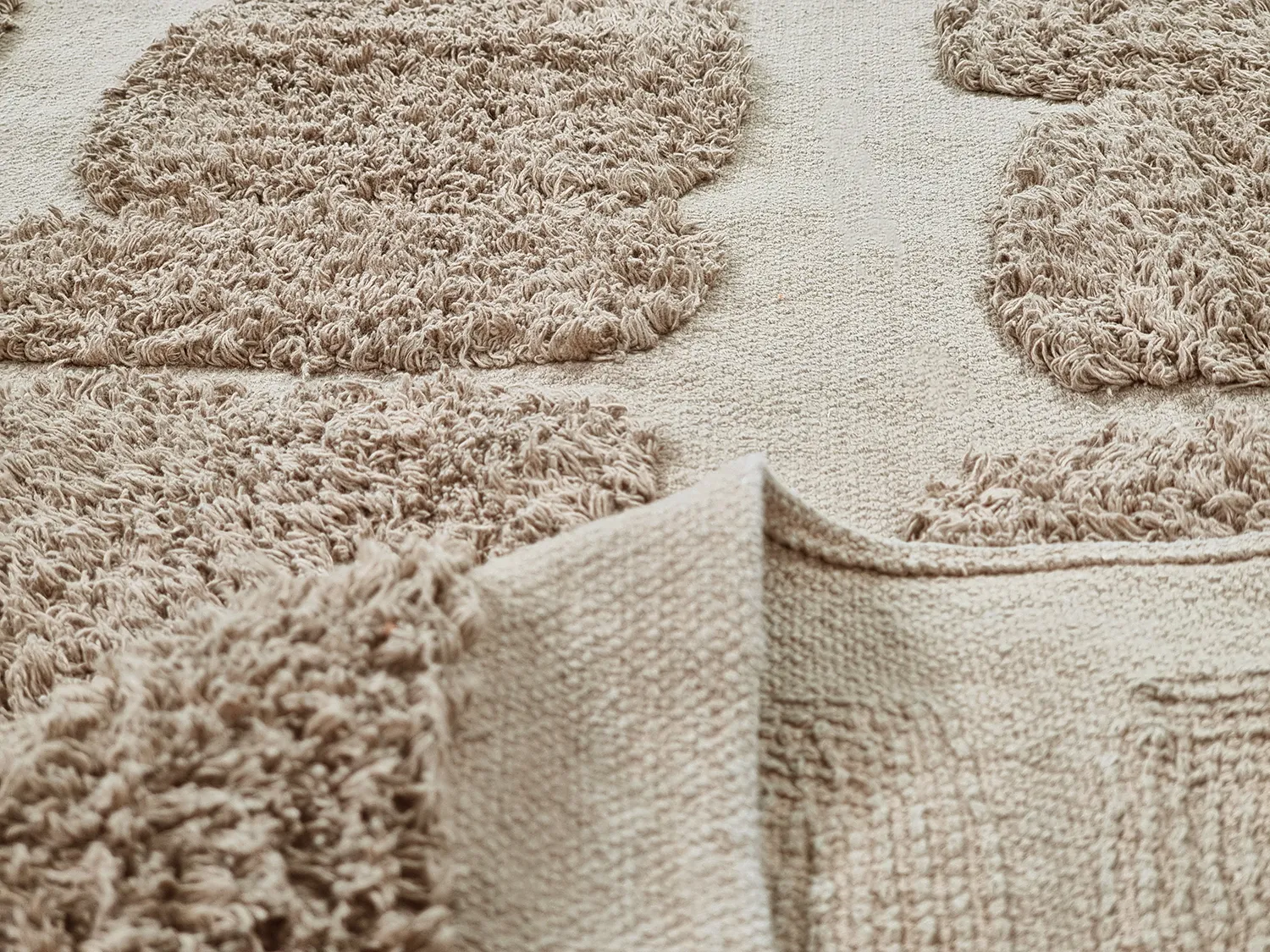 Pyöreä matot - Salem Natural Cotton Shaggy (taupe)