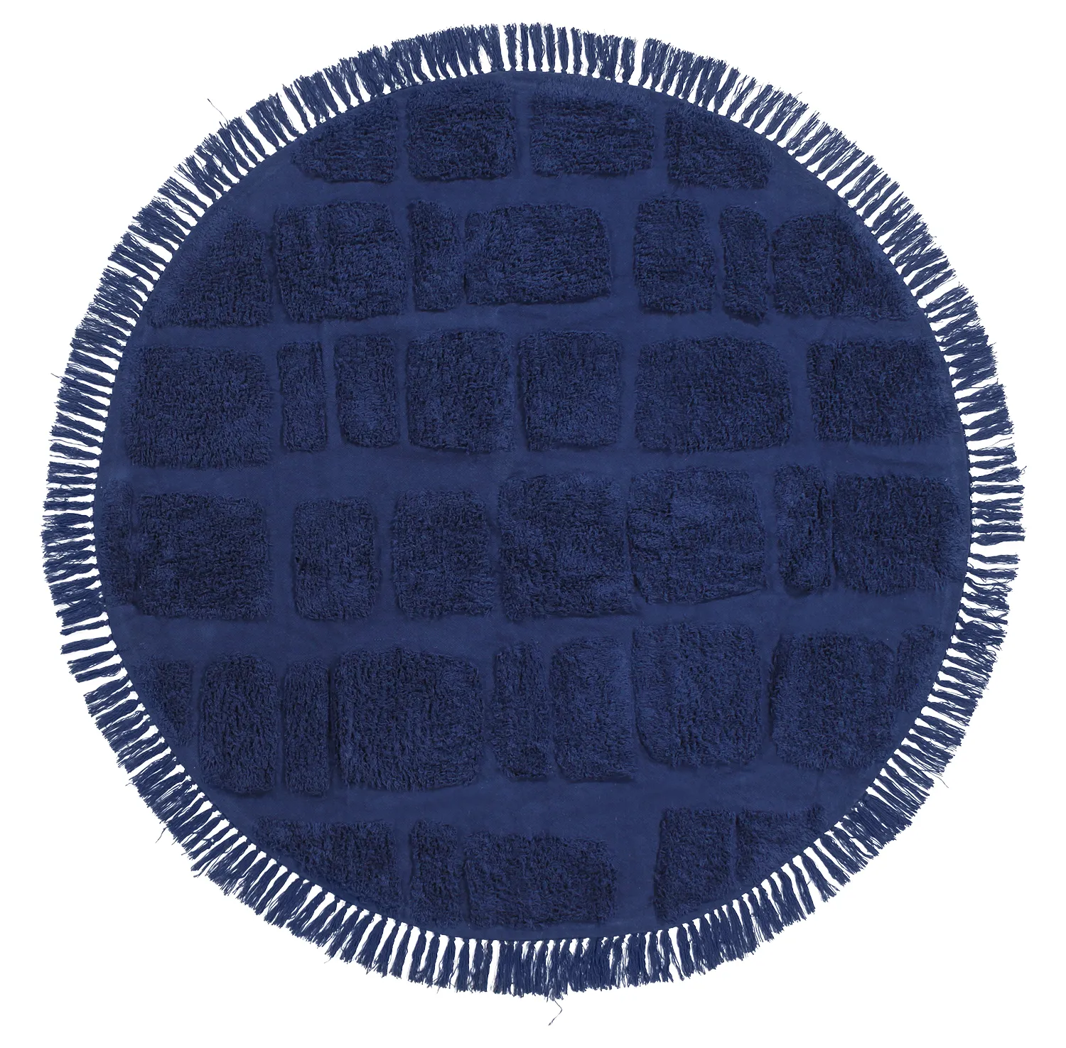 Pyöreä matot - Salem Natural Cotton Shaggy (tummansininen)