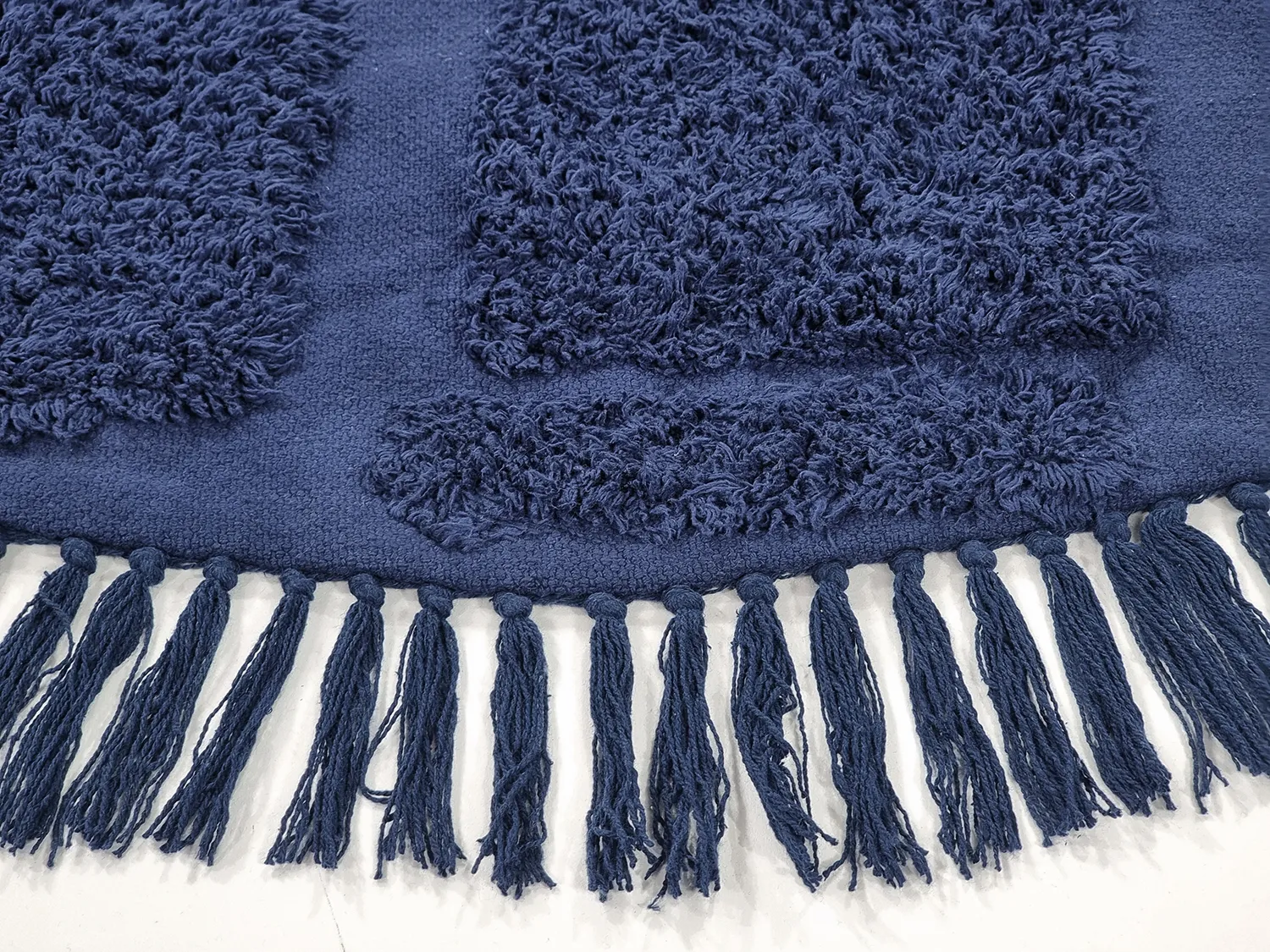 Pyöreä matot - Salem Natural Cotton Shaggy (tummansininen)