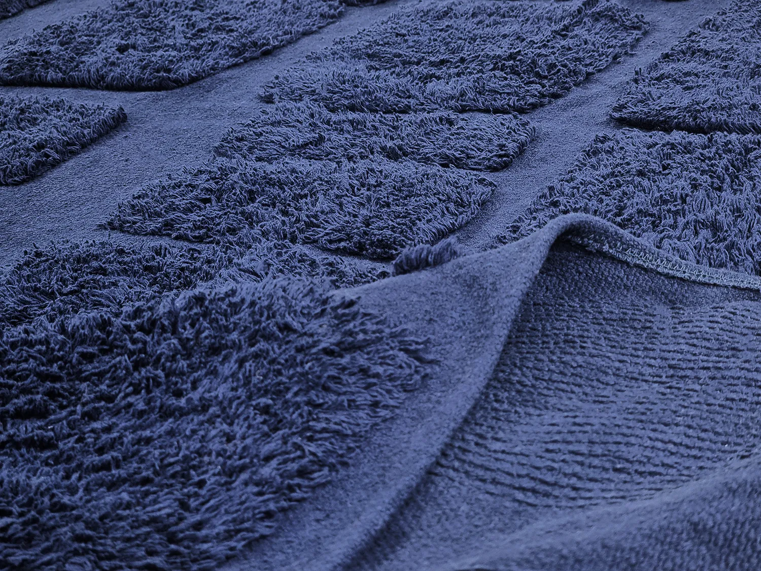 Pyöreä matot - Salem Natural Cotton Shaggy (tummansininen)