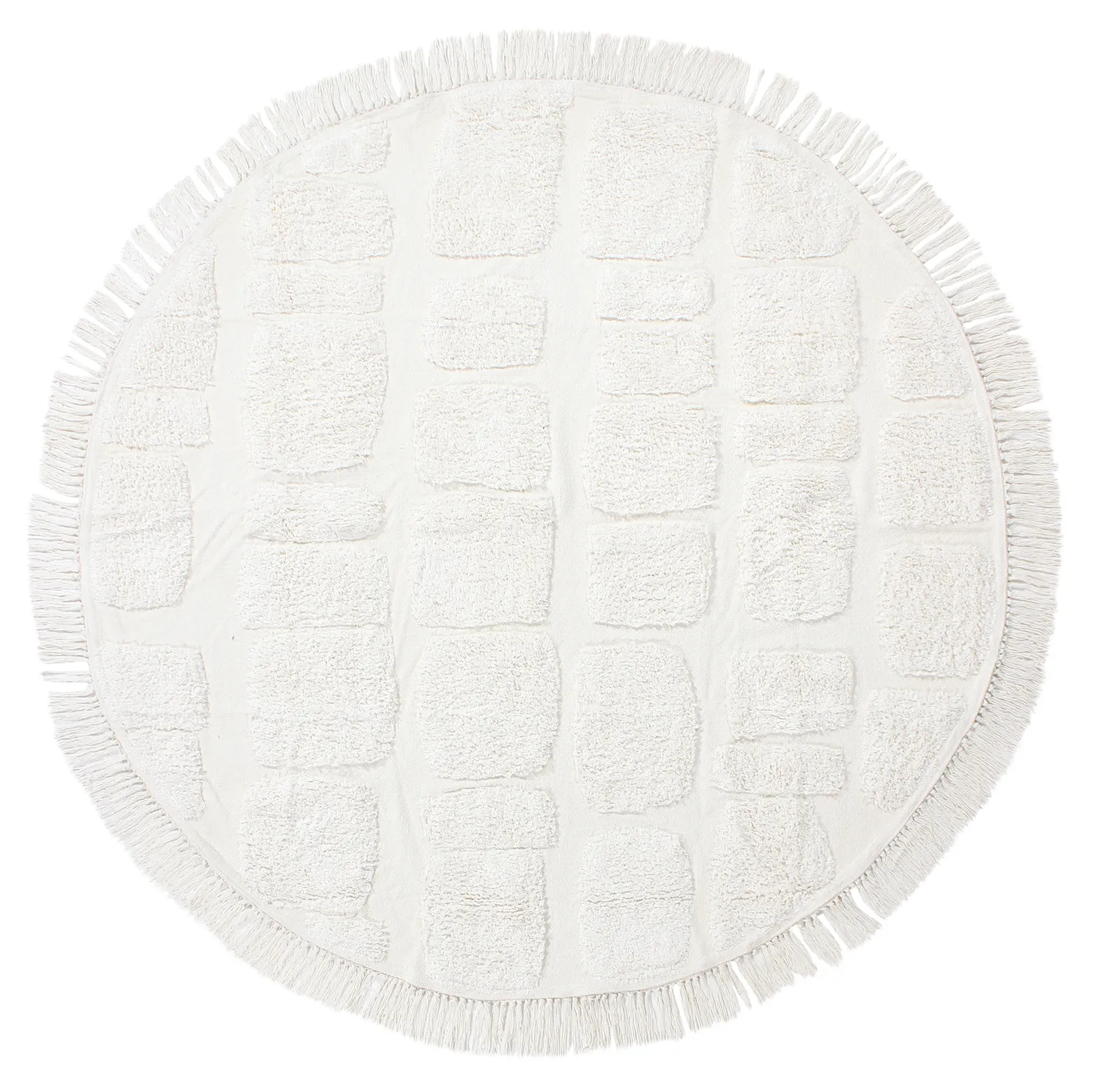 Pyöreä matot - Salem Natural Cotton Shaggy (offwhite)