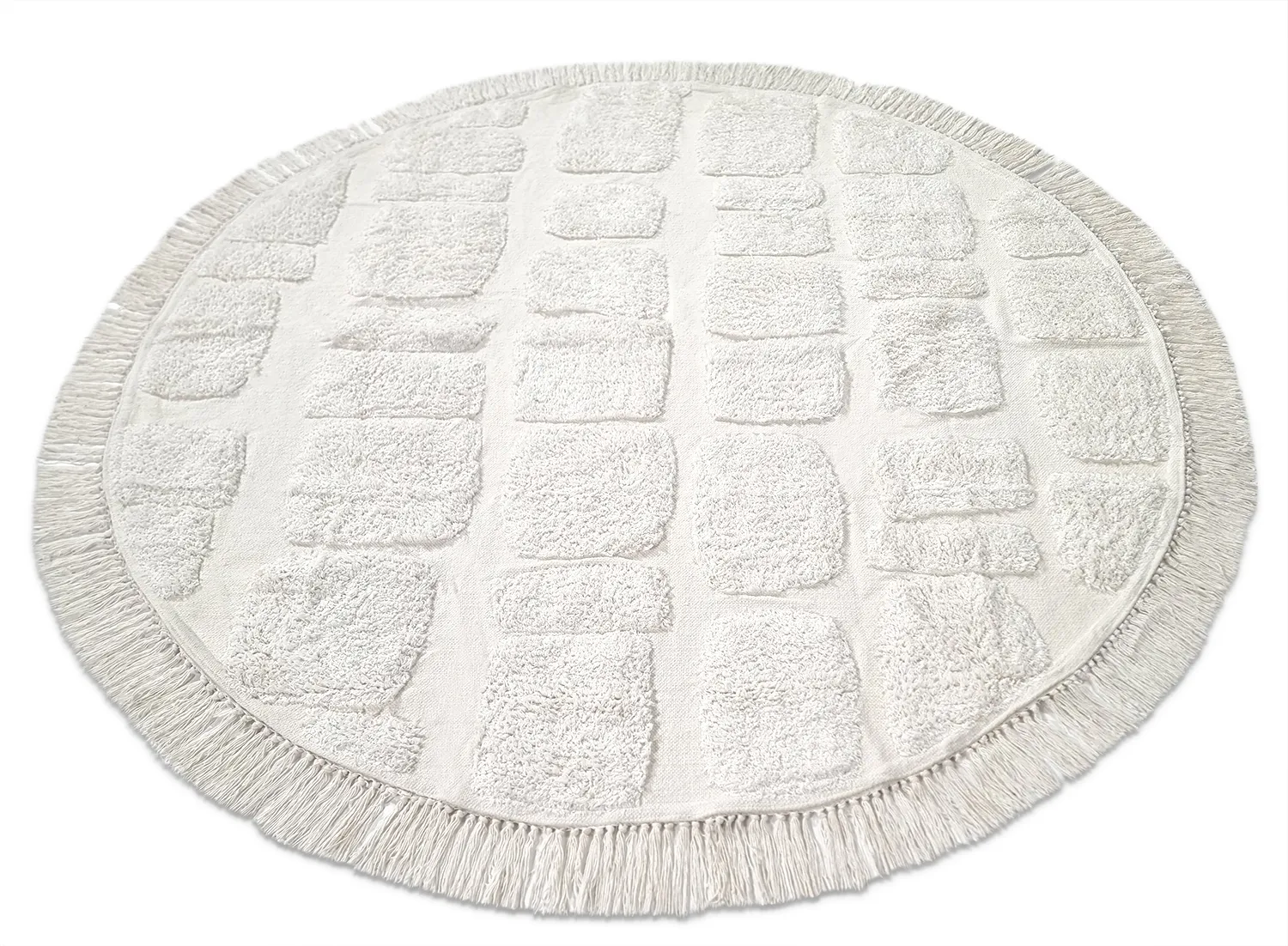 Pyöreä matot - Salem Natural Cotton Shaggy (offwhite)