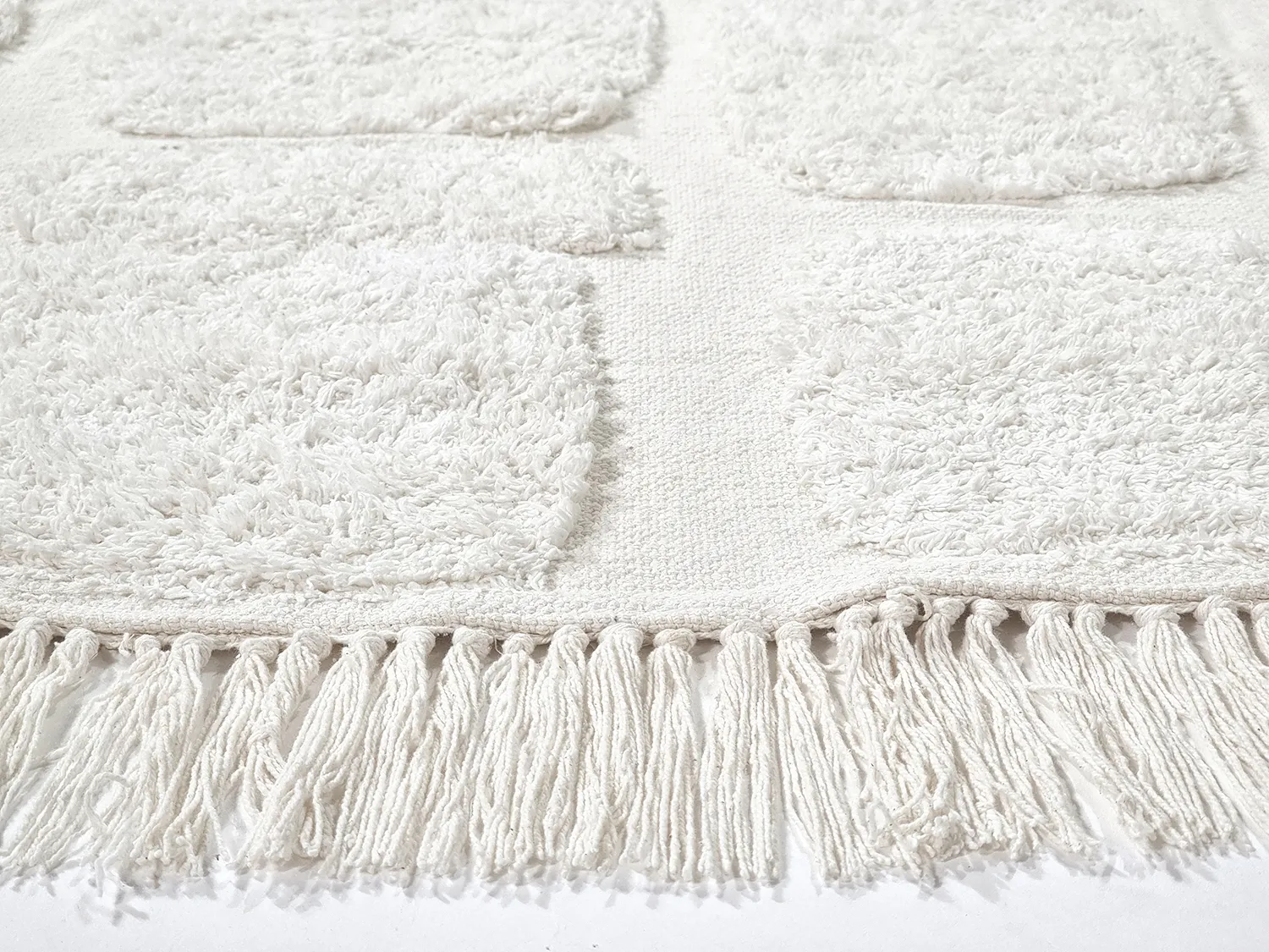 Pyöreä matot - Salem Natural Cotton Shaggy (offwhite)