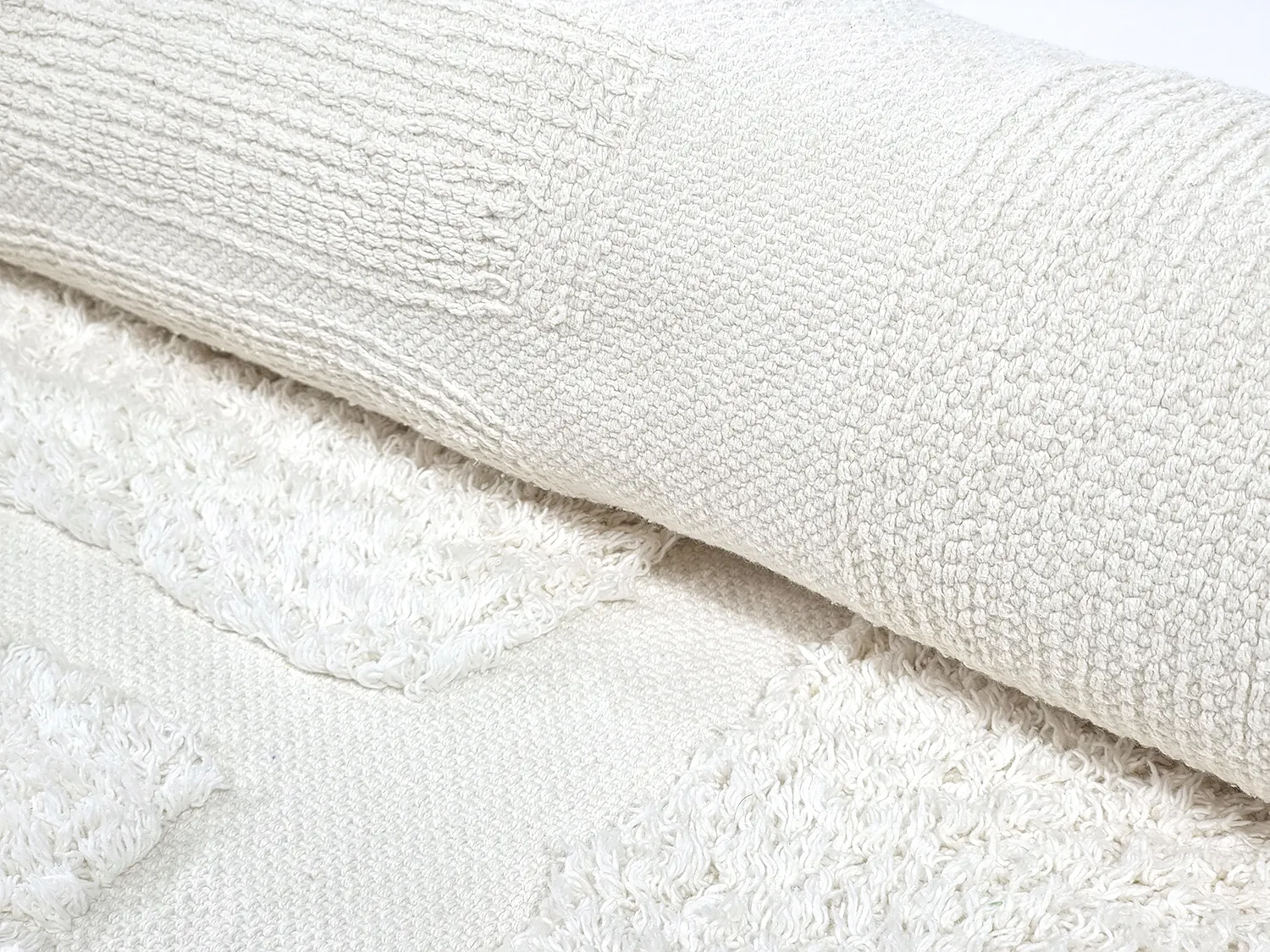 Pyöreä matot - Salem Natural Cotton Shaggy (offwhite)