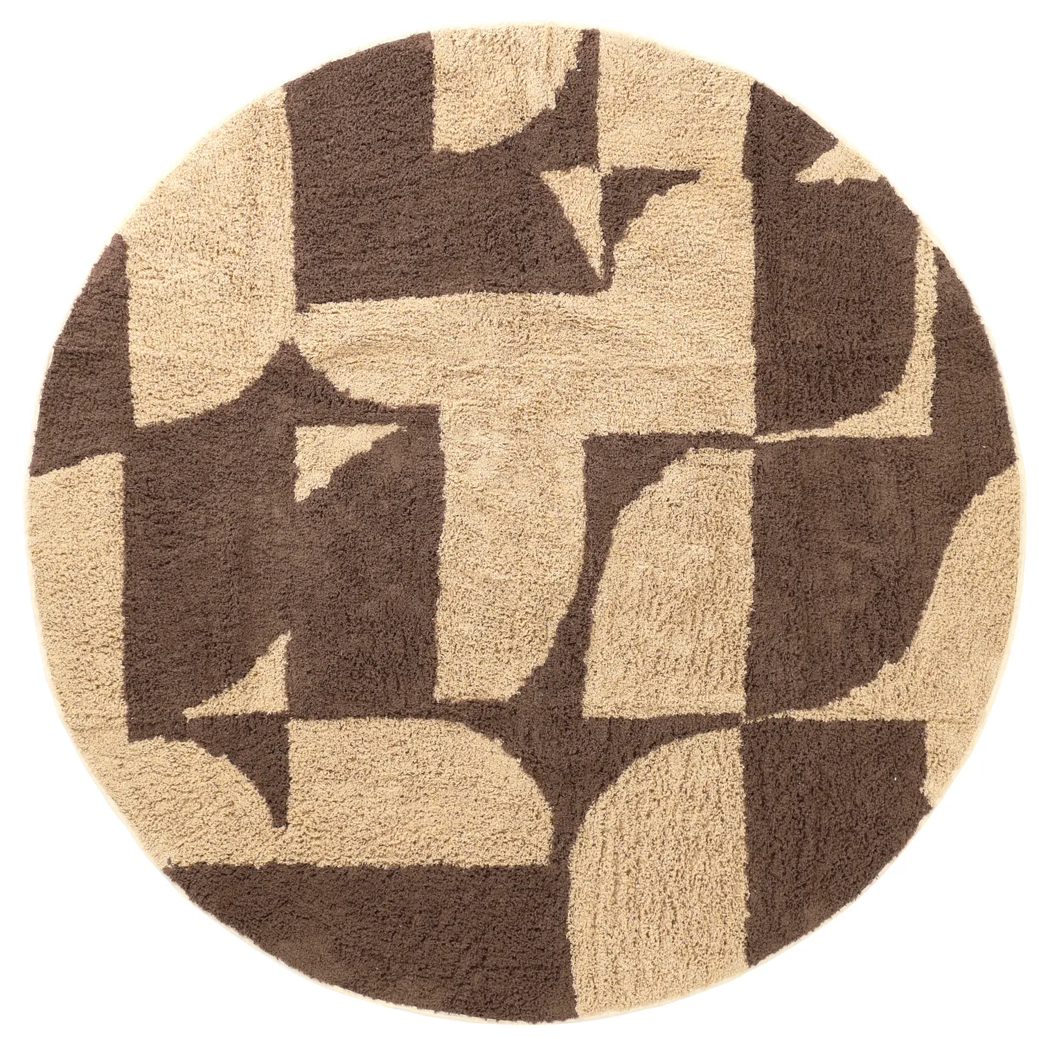 Pyöreät matot - Siberia Natural Cotton Shaggy (beige/ruskea)