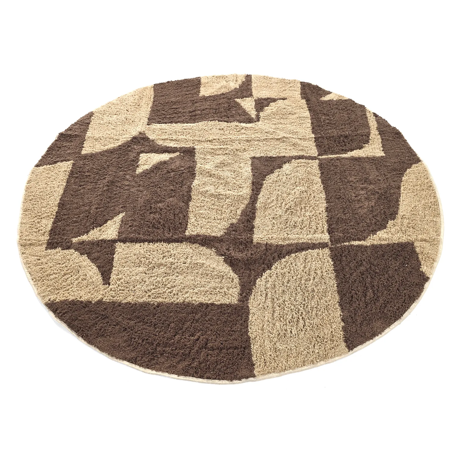 Pyöreät matot - Siberia Natural Cotton Shaggy (beige/ruskea)