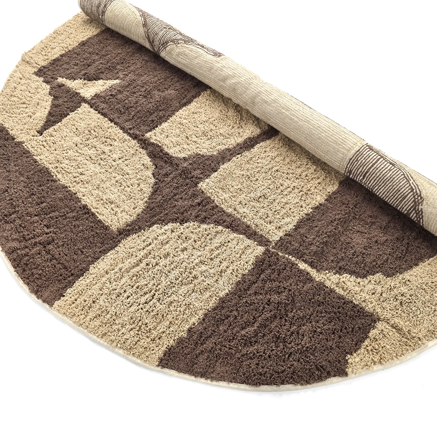Pyöreät matot - Siberia Natural Cotton Shaggy (beige/ruskea)