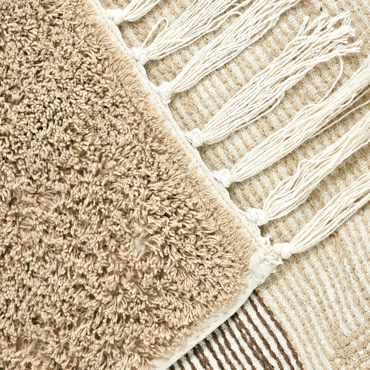 Ryijymatot - Siberia Natural Cotton Shaggy (beige/ruskea)