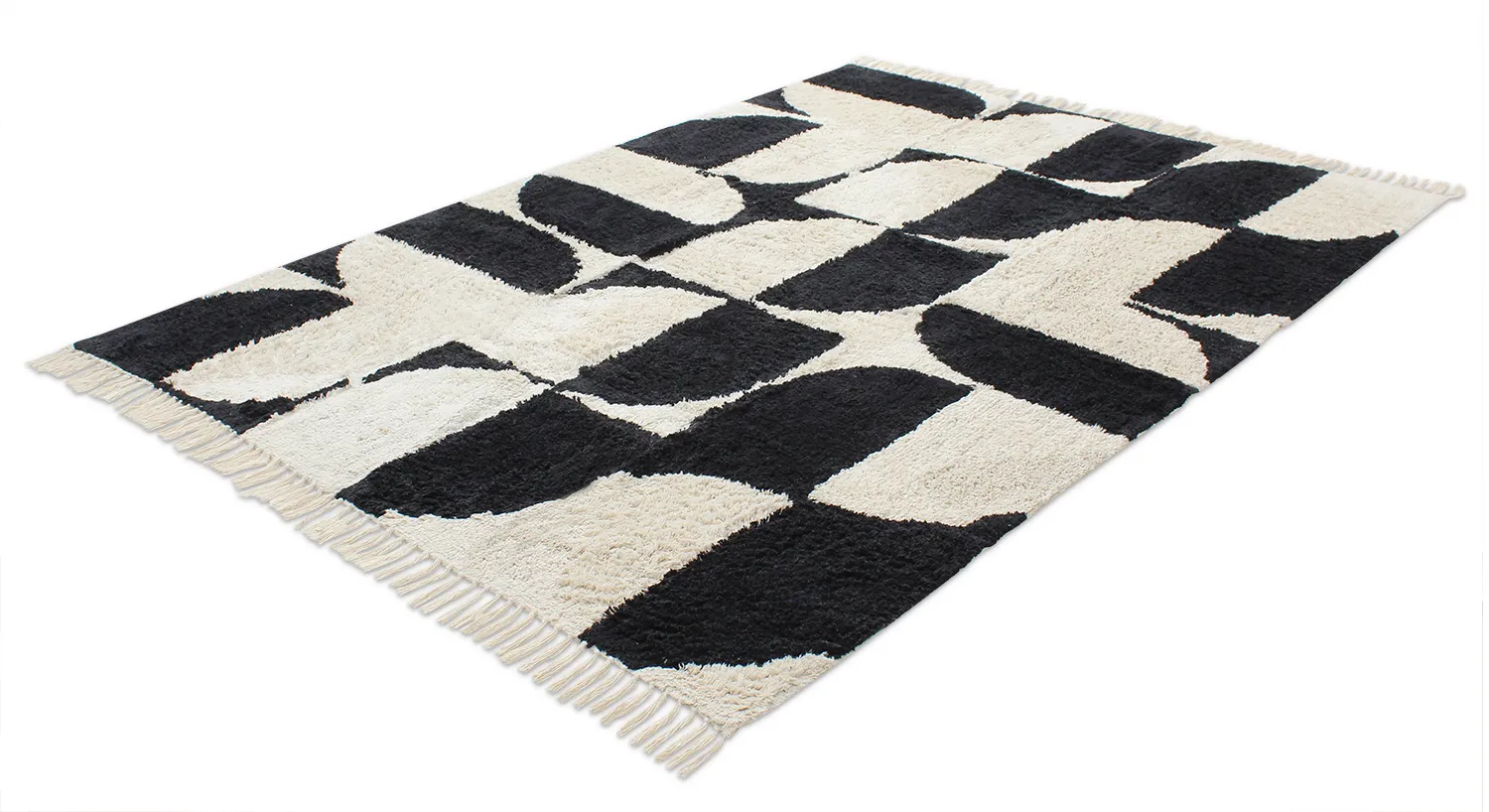 Ryijymatot - Siberia Natural Cotton Shaggy (offwhite/musta)