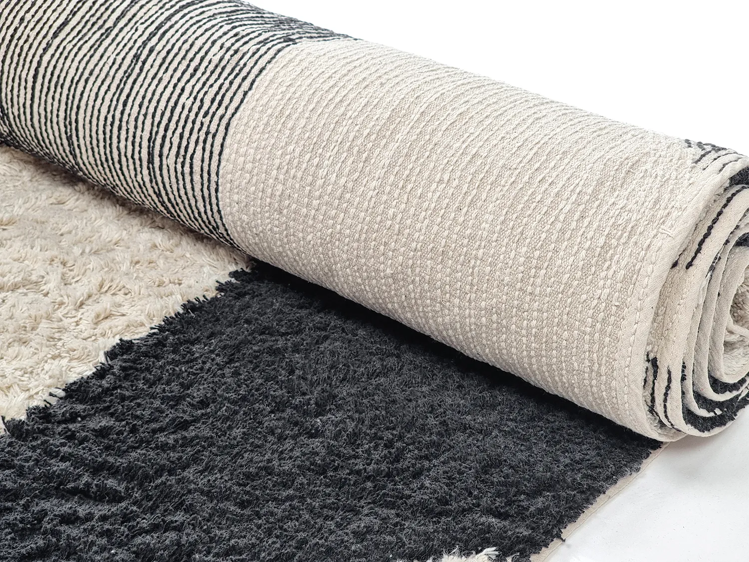 Ryijymatot - Siberia Natural Cotton Shaggy (offwhite/musta)