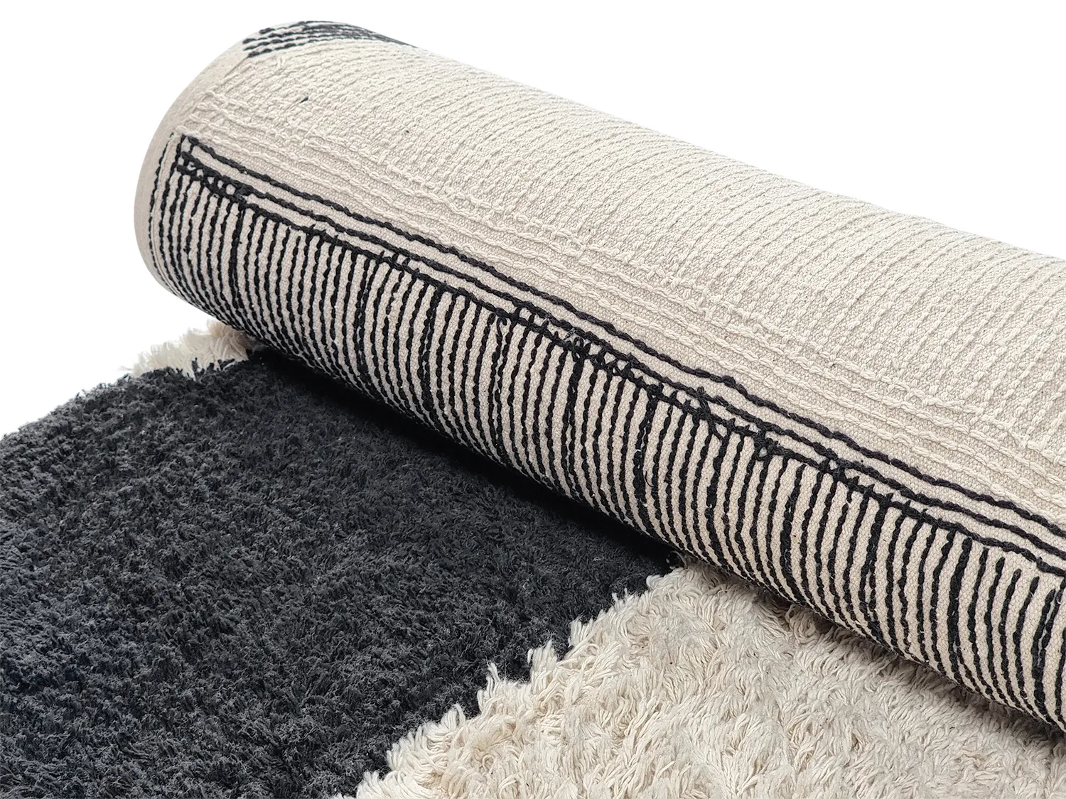 Ryijymatot - Siberia Natural Cotton Shaggy (offwhite/musta)
