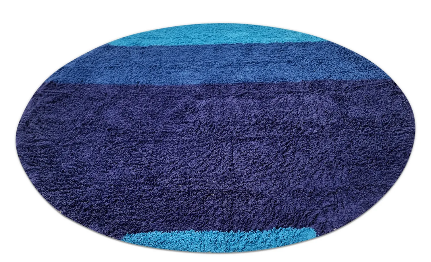 Pyöreä matot - Taro Natural Cotton Shaggy (sininen)