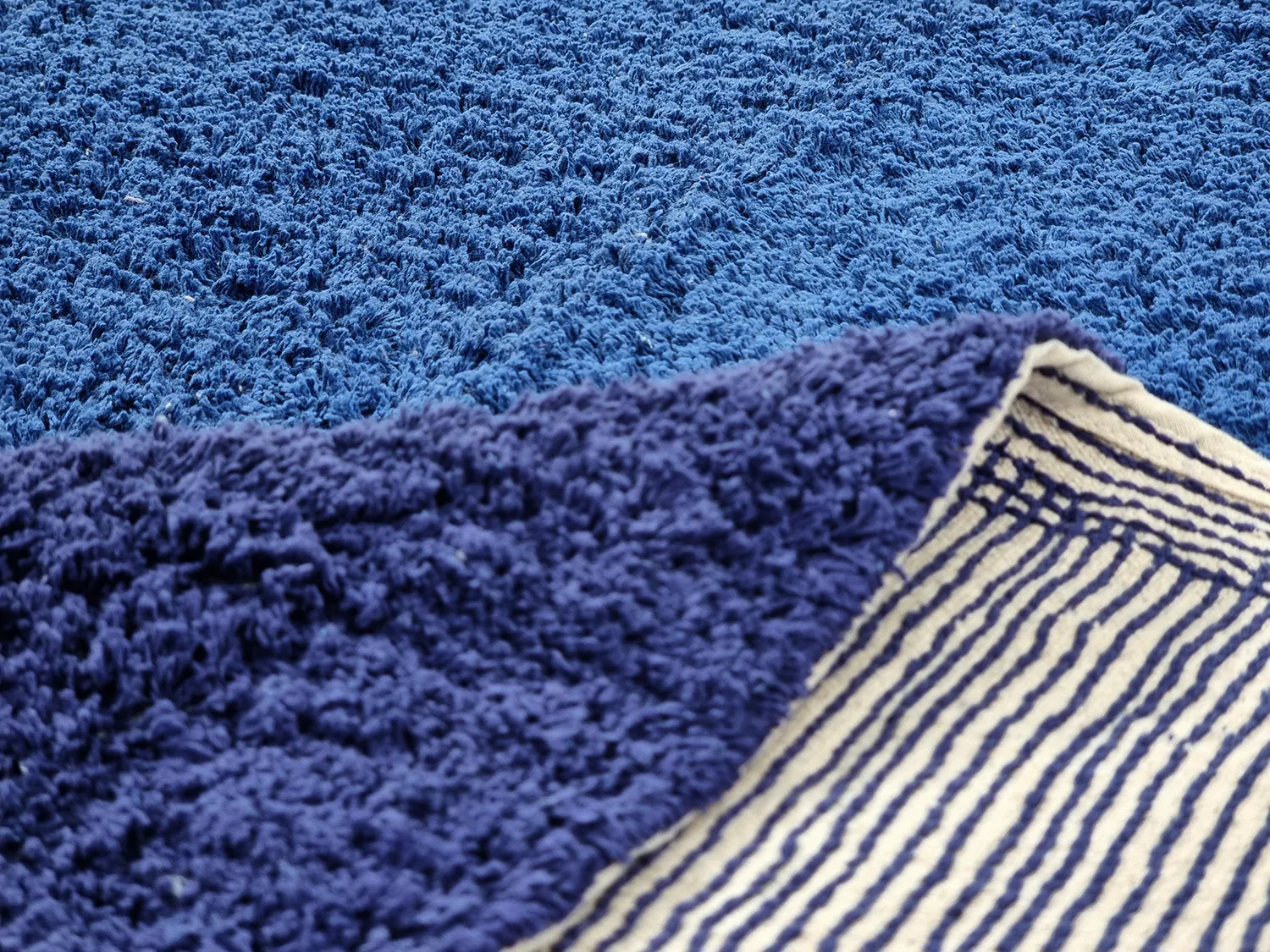 Pyöreä matot - Taro Natural Cotton Shaggy (sininen)