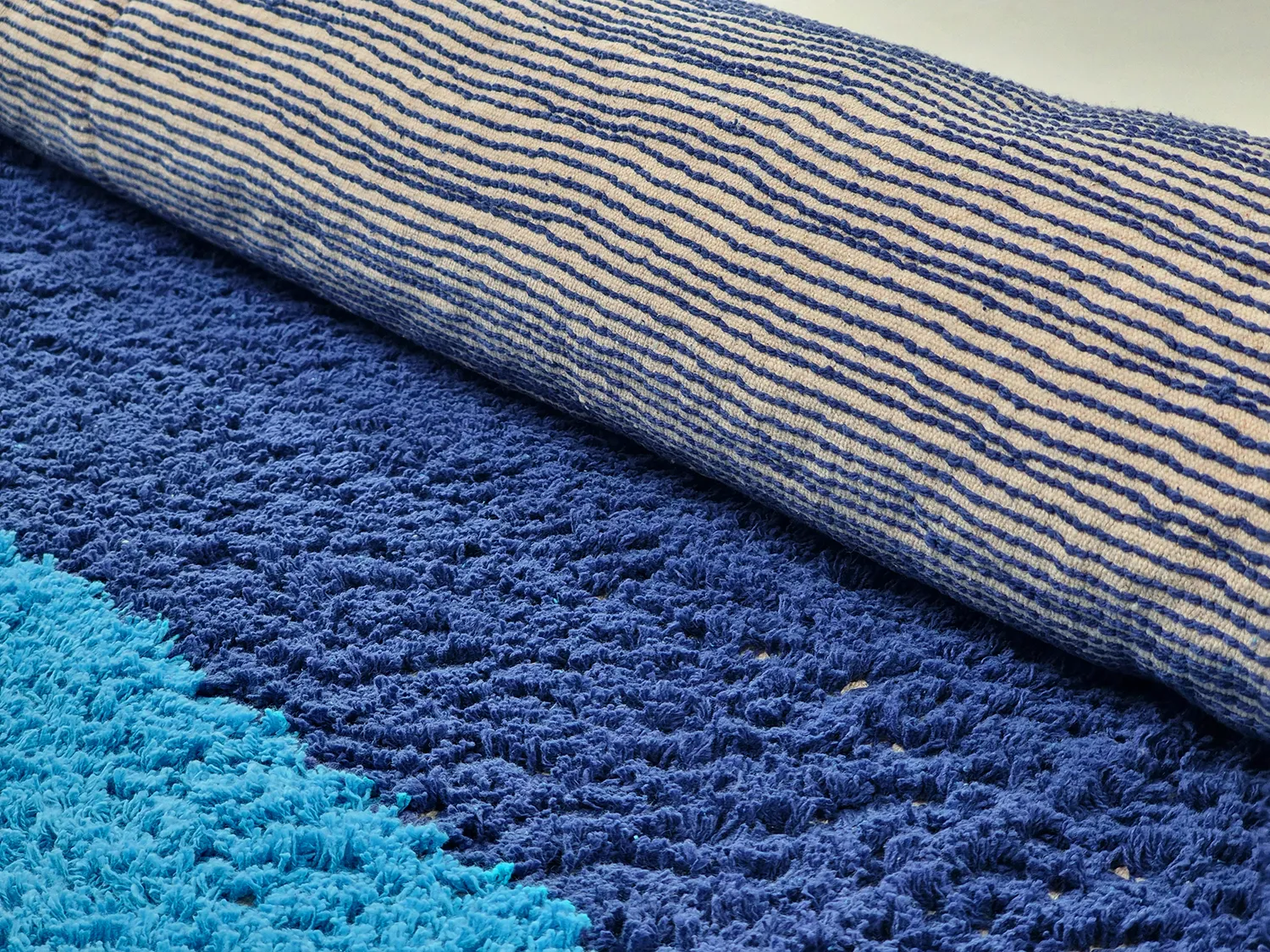 Ryijymatot - Taro Natural Cotton Shaggy (sininen)