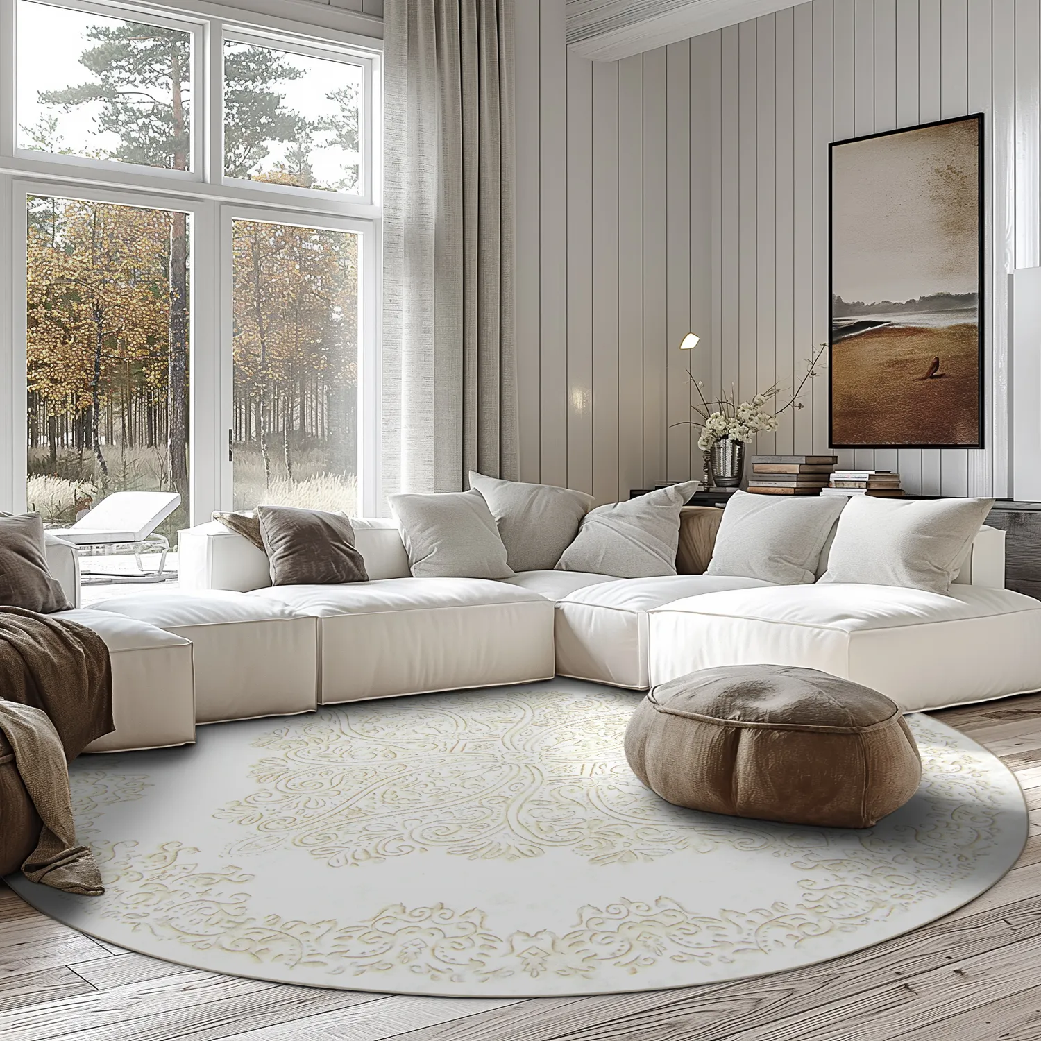 Pyöreät matot - Valenza (valkoinen/beige)
